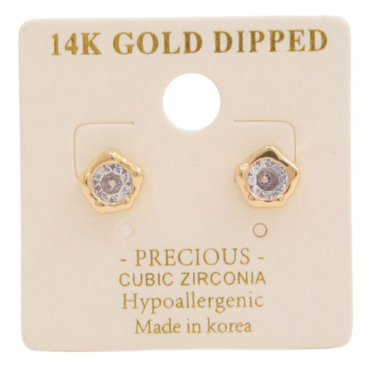 14k Gold Dipped Cz Stone Stud Earring - ShopEasier