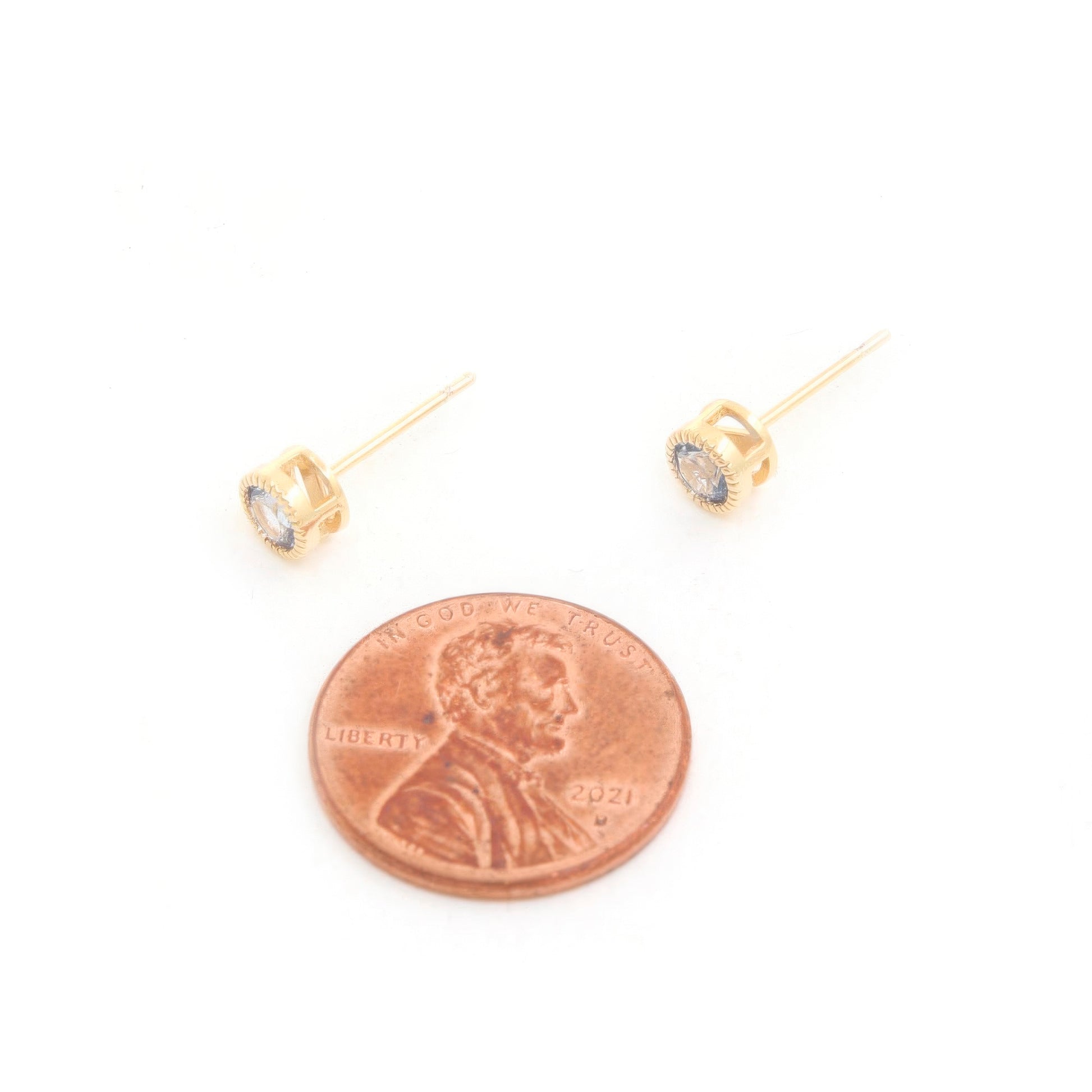 14k Gold Dipped Cz Round Earring - ShopEasier