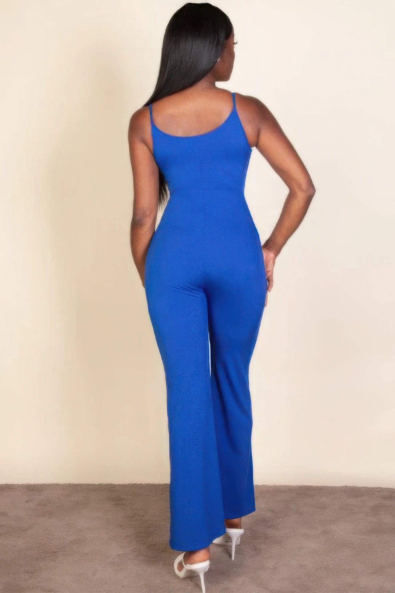 Ribbed sleeveless wide leg jumpsuit - ShopEasier