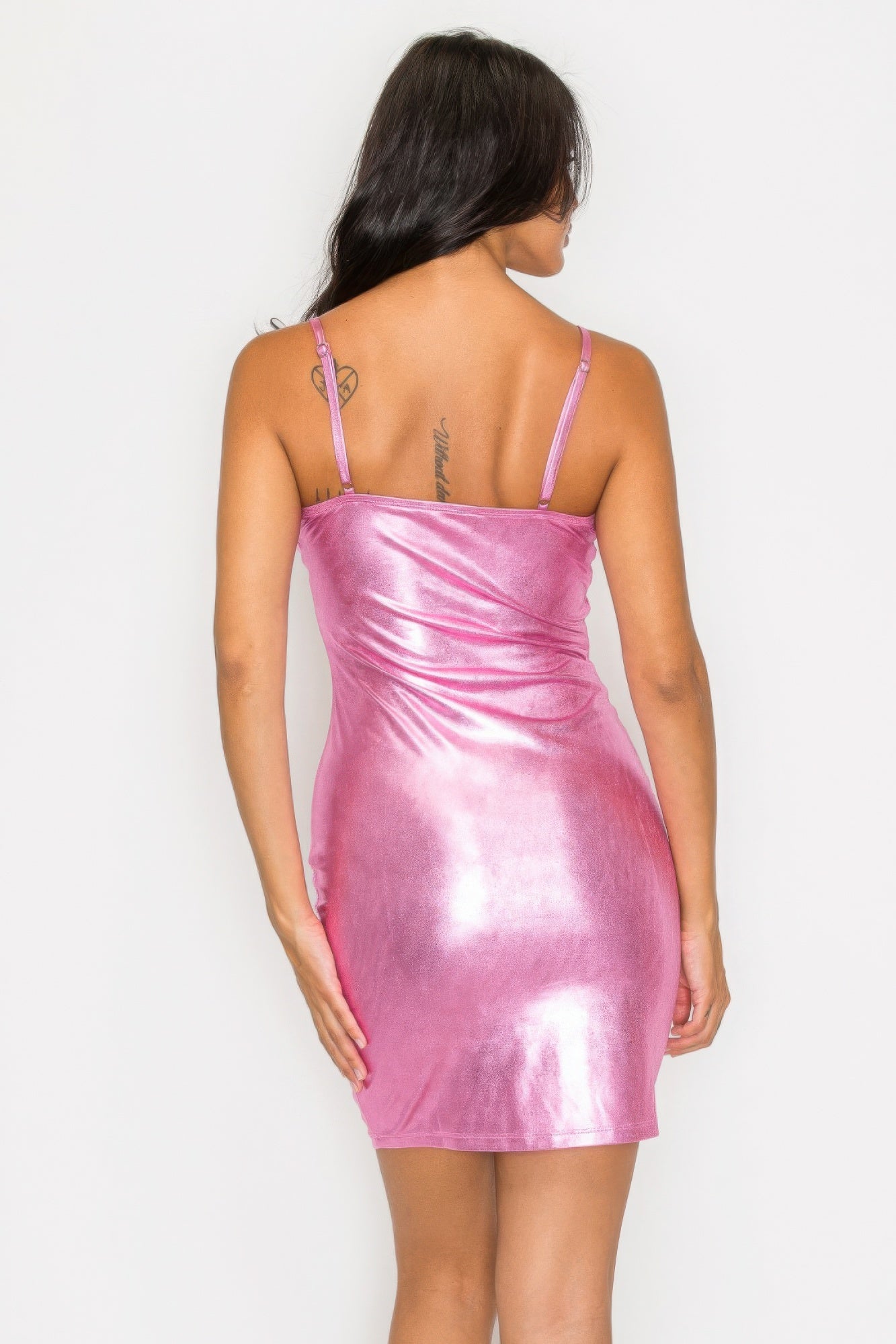 Scoop neck foil mini dress - ShopEasier