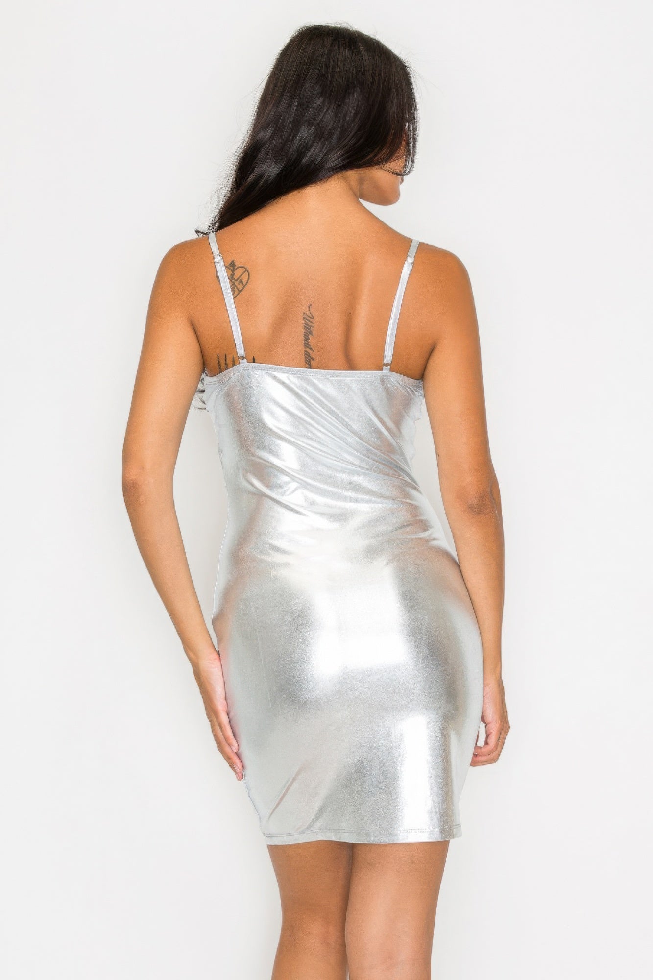 Scoop neck foil mini dress - ShopEasier