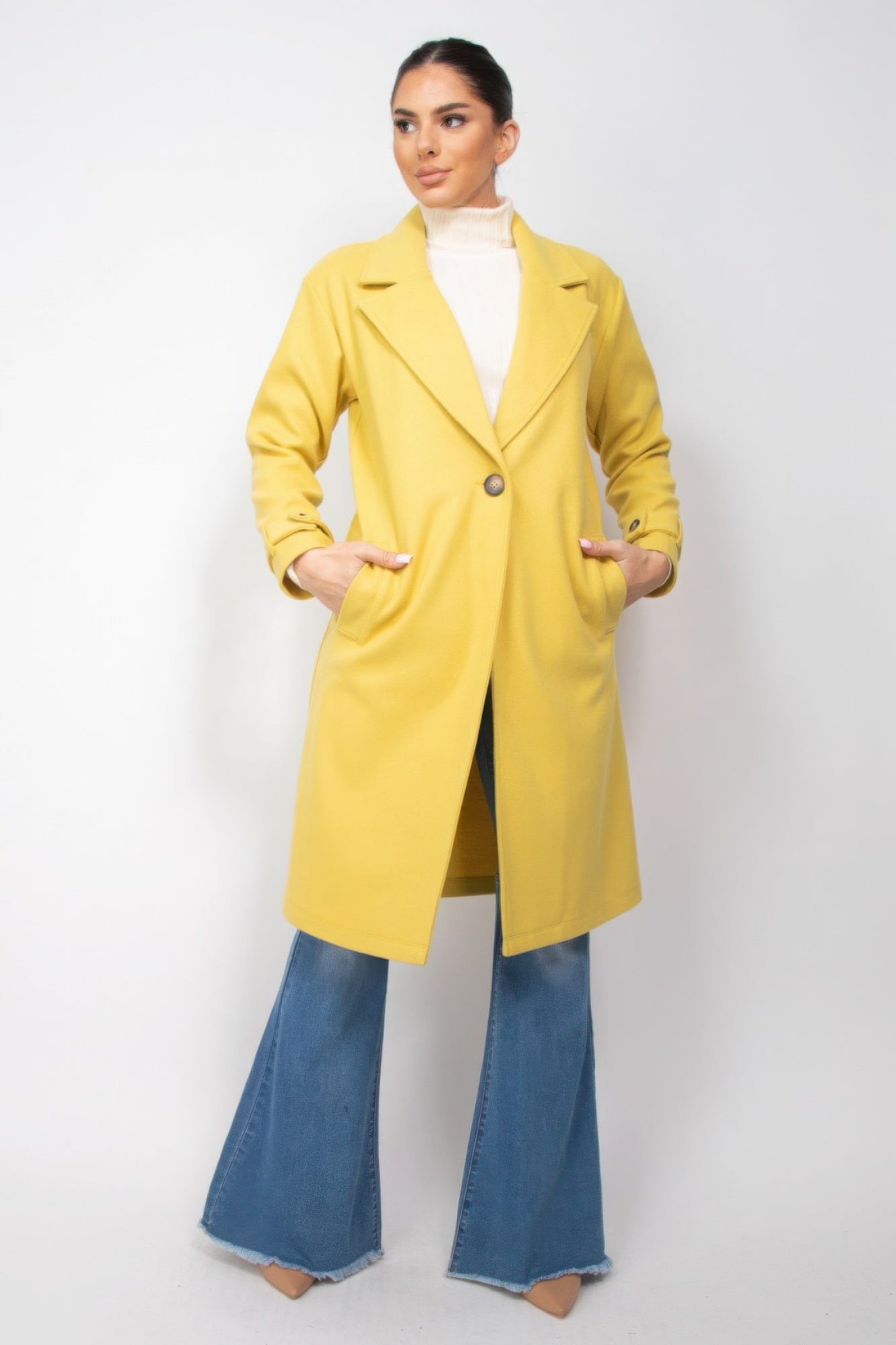 Collar pocketed coat - ShopEasier