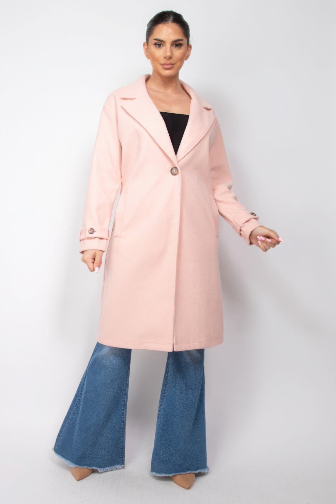 Collar pocketed coat - ShopEasier