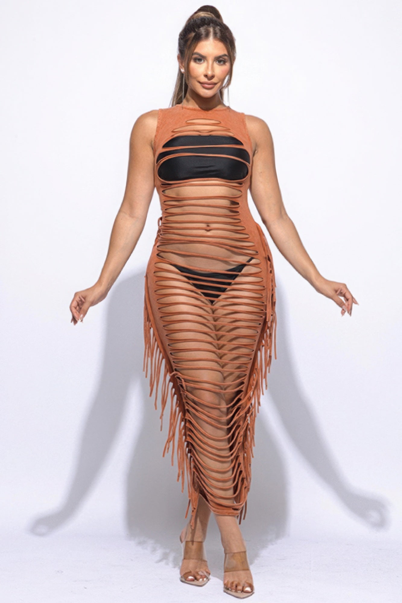 Fringe Cut Out Maxi Dress - ShopEasier