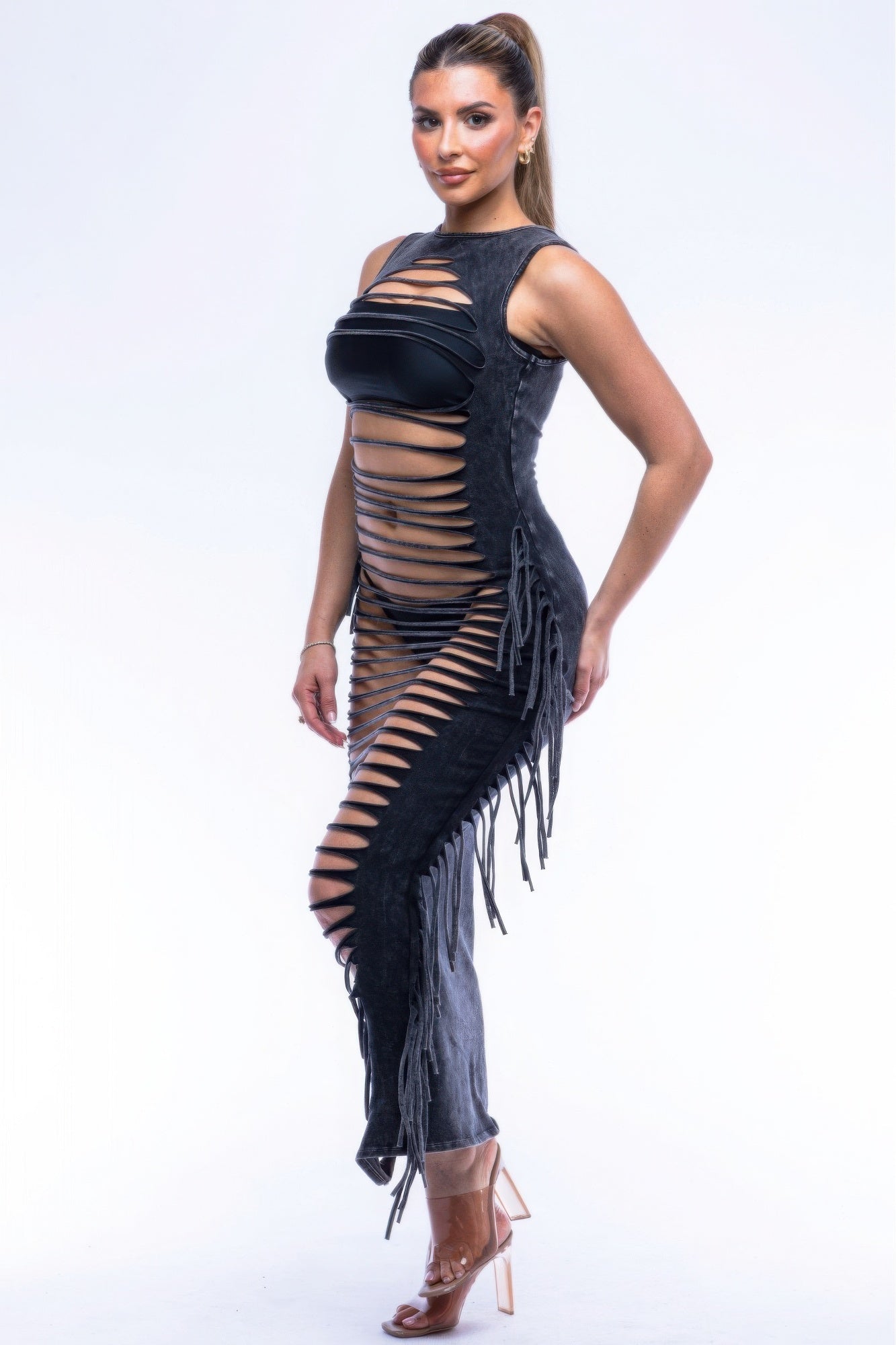 Fringe Cut Out Maxi Dress - ShopEasier