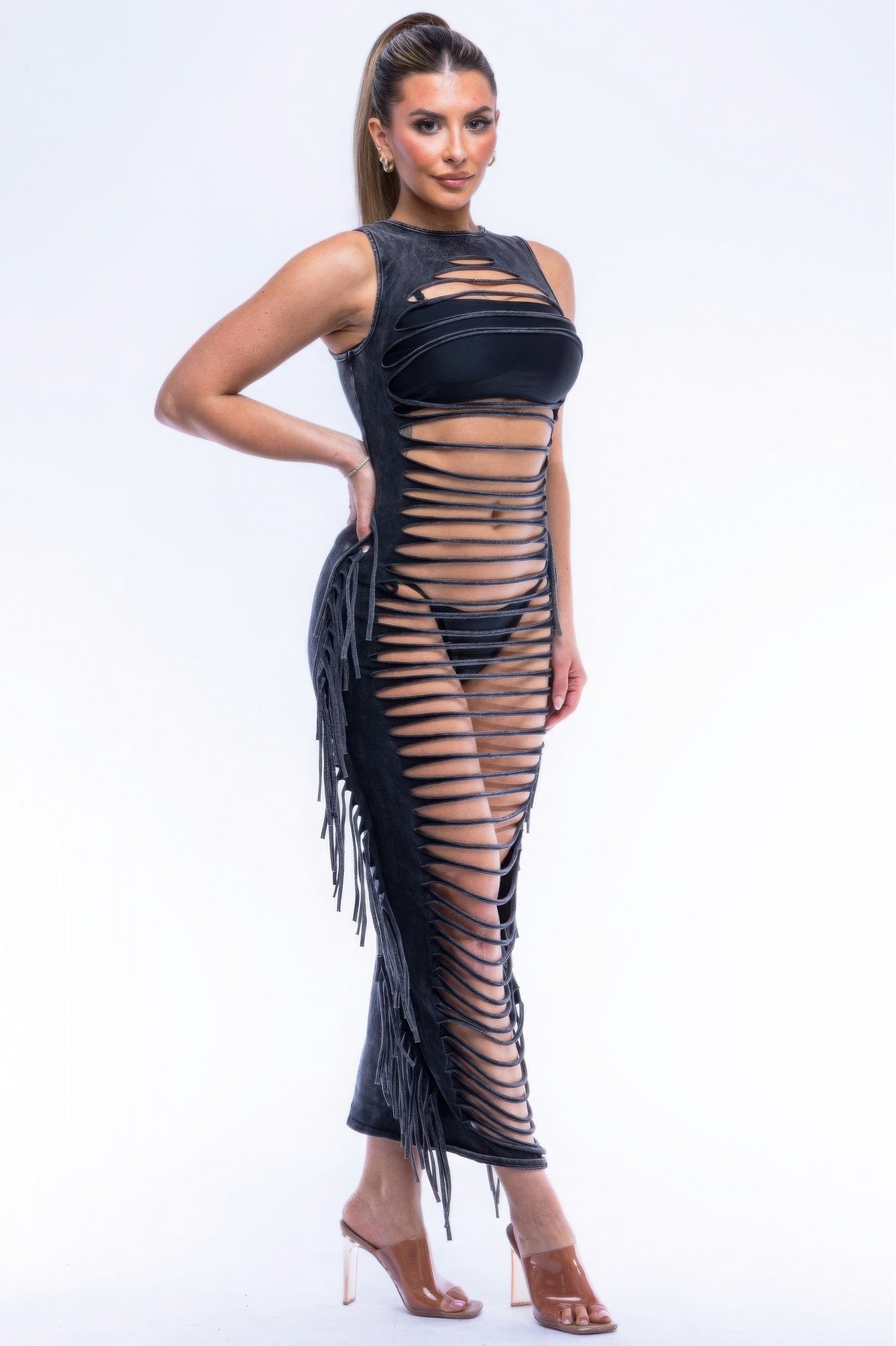 Fringe Cut Out Maxi Dress - ShopEasier