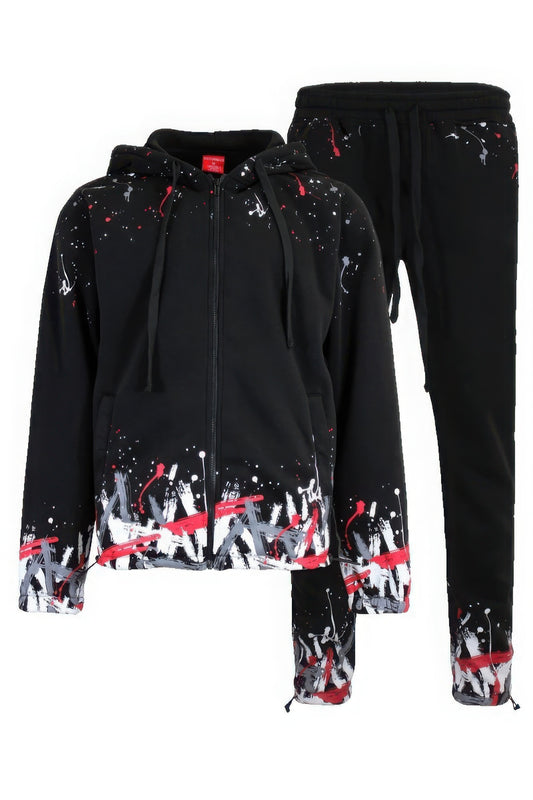 Men's Artistic Paint Splatter Fleece Outfit