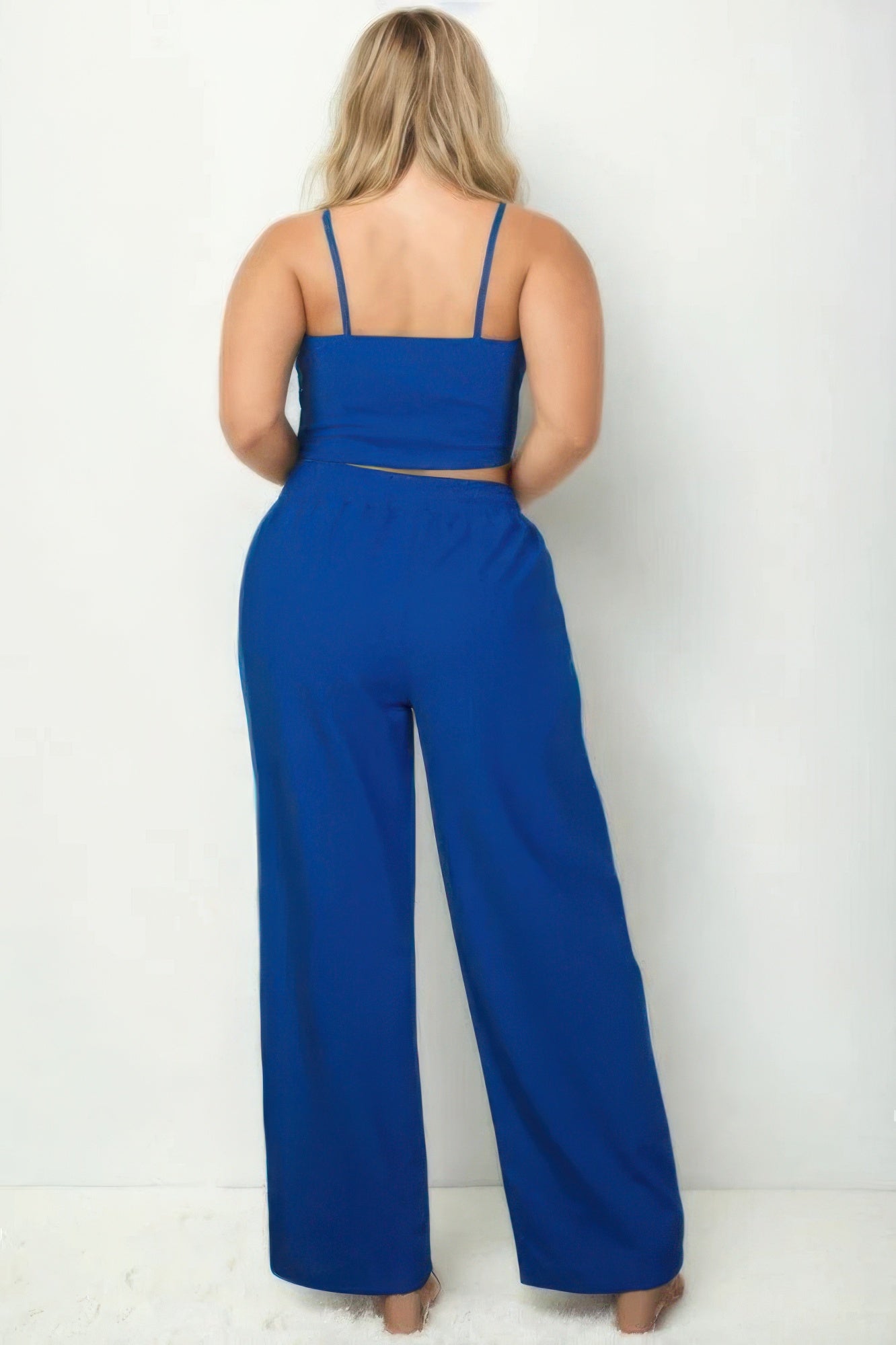 Plus Bustier Crop Cami Top & Slant Pocket Straight Pants - ShopEasier