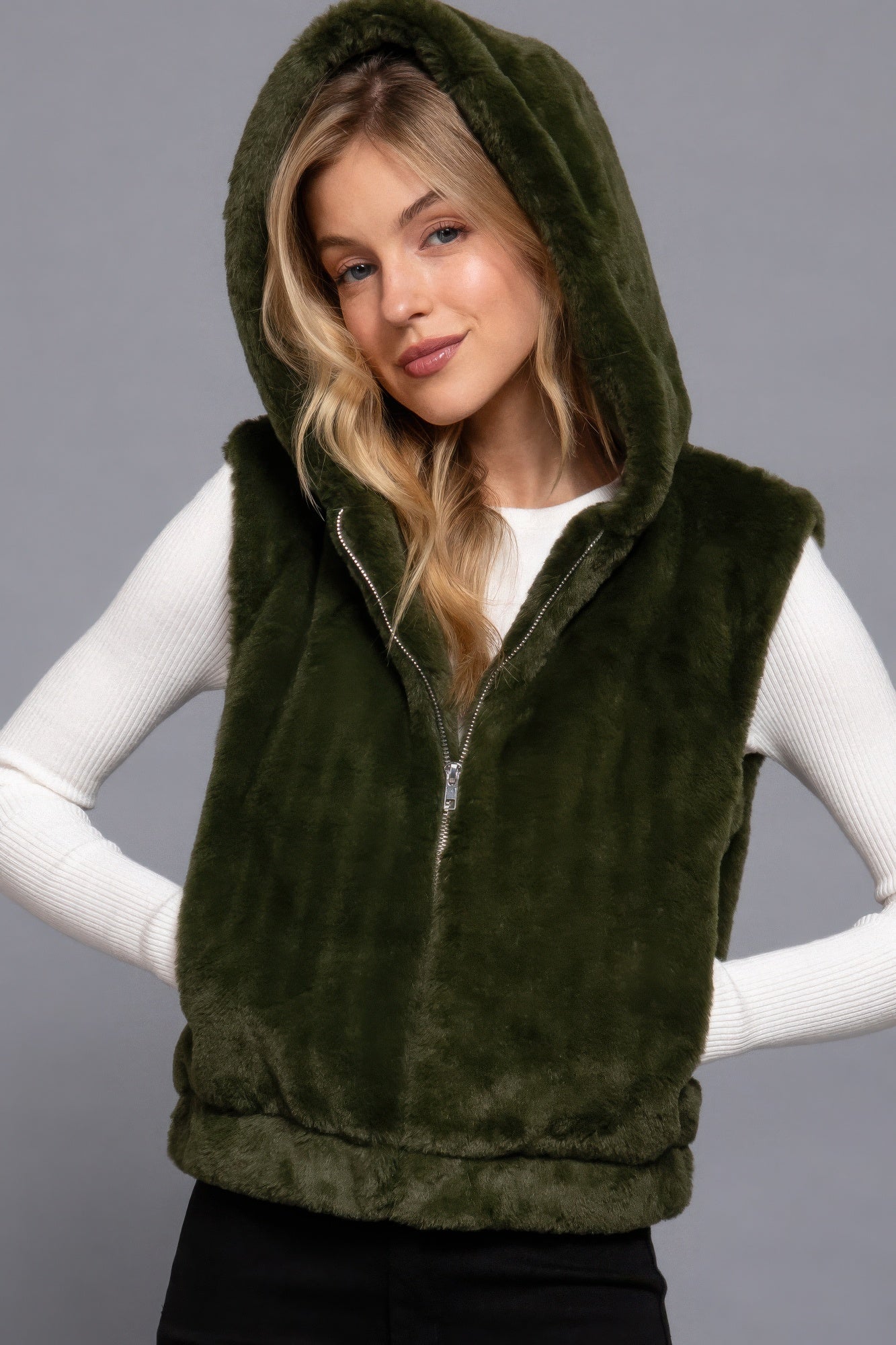 Hoodie Faux Fur Vest - ShopEasier