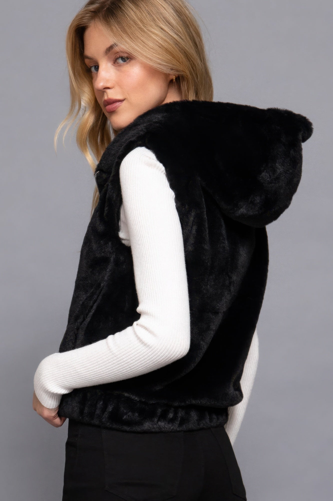 Hoodie Faux Fur Vest - ShopEasier