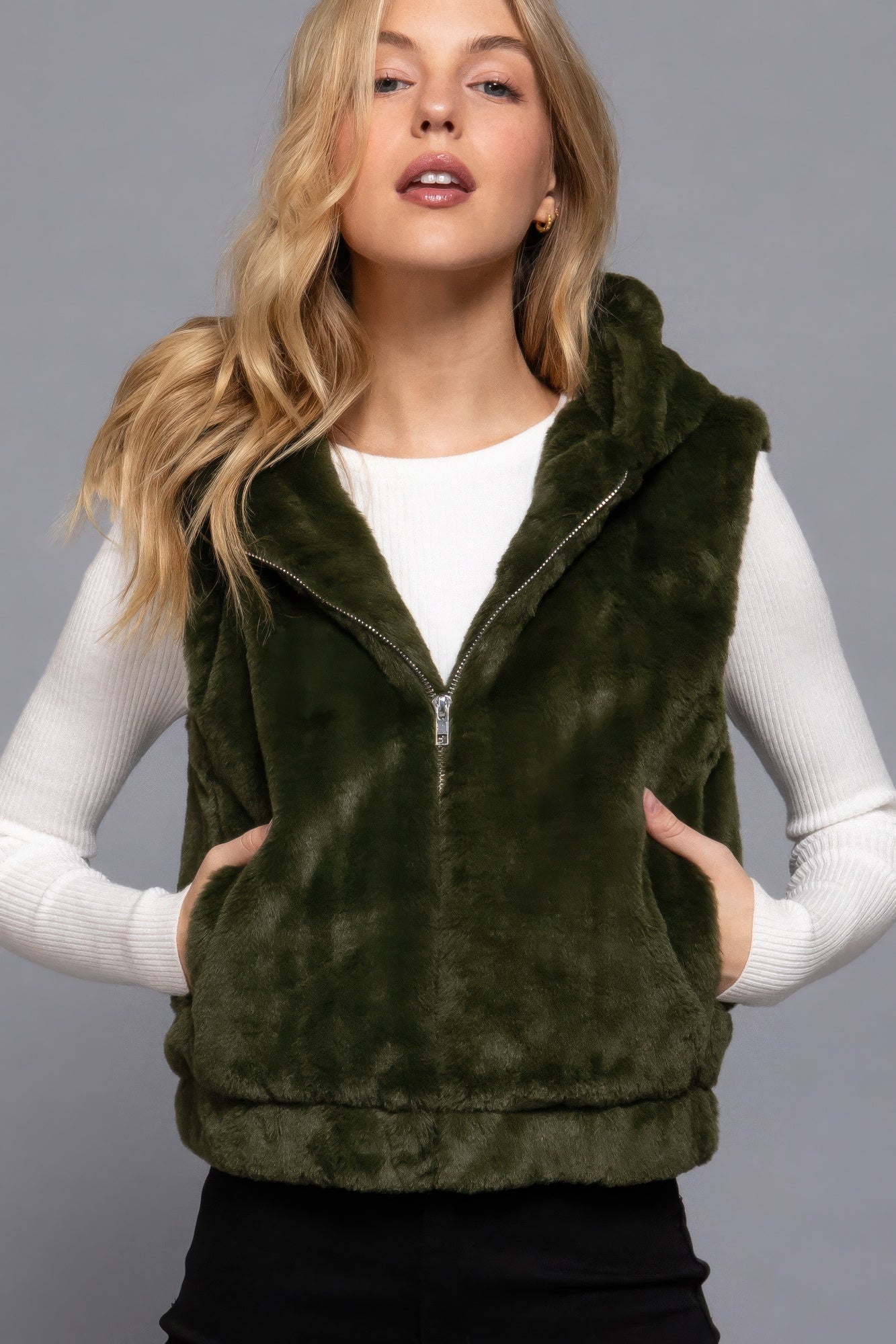 Hoodie Faux Fur Vest - ShopEasier