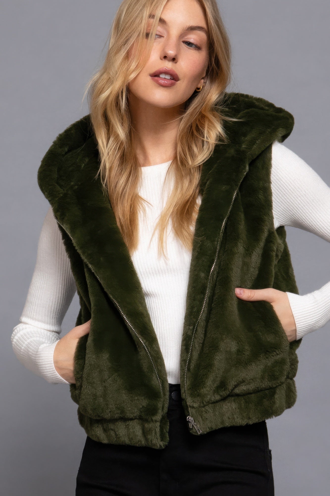 Hoodie Faux Fur Vest - ShopEasier