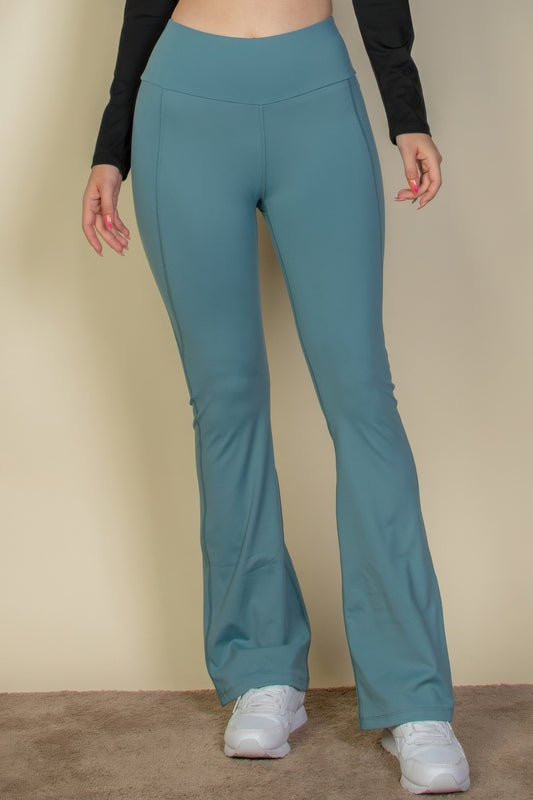 Wide waistband flare leg pants - ShopEasier