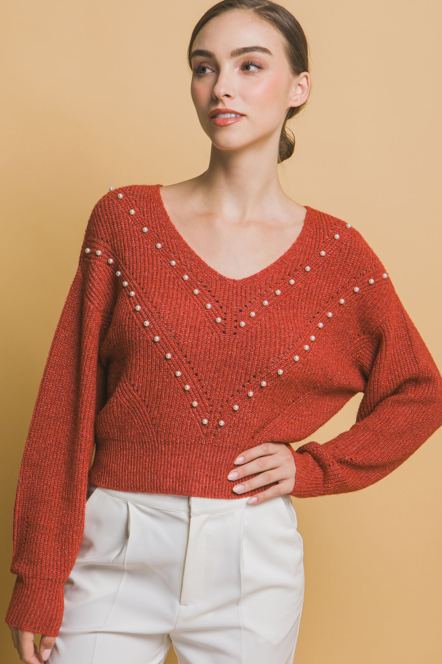 Pearl details sweater - ShopEasier