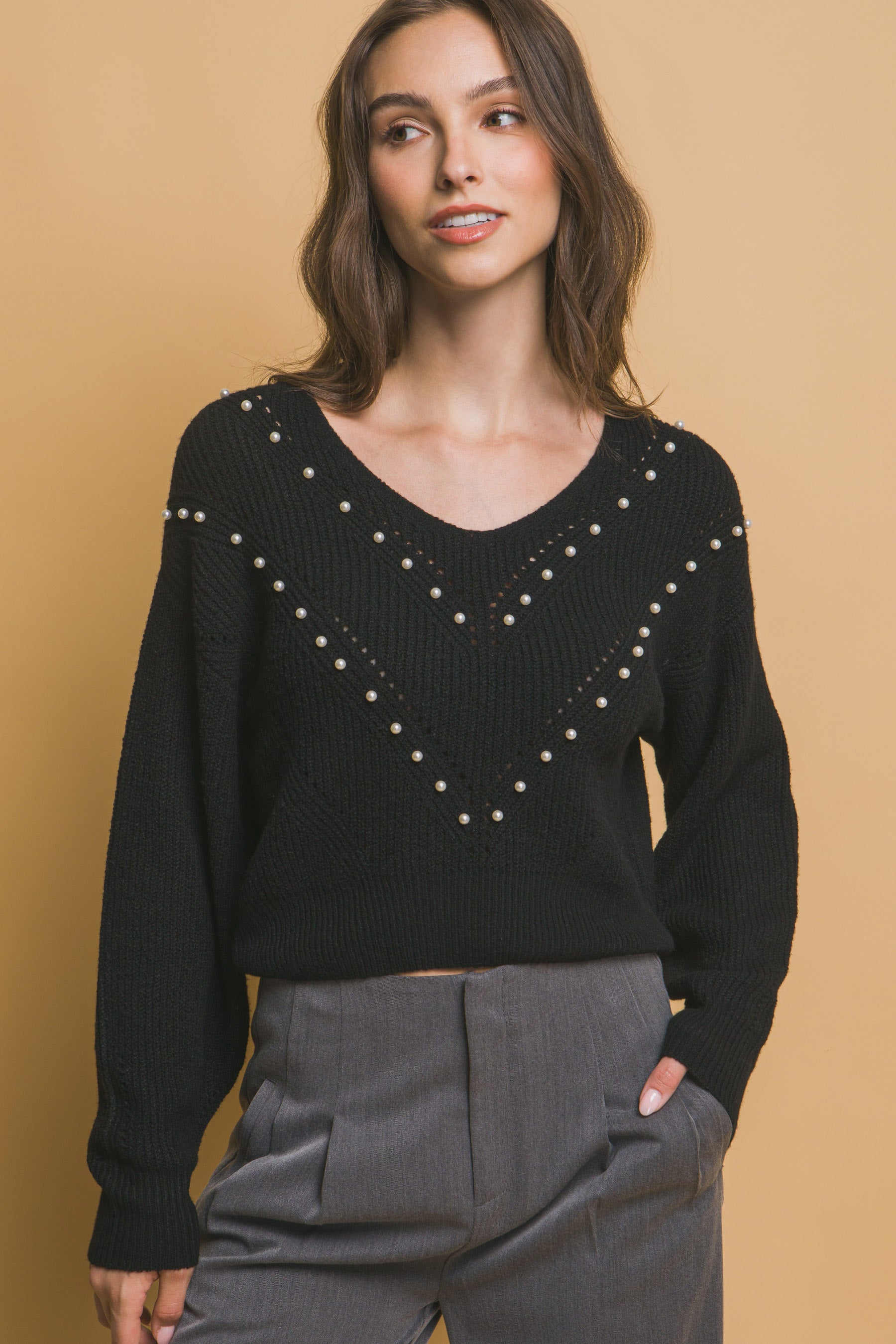 Pearl details sweater - ShopEasier