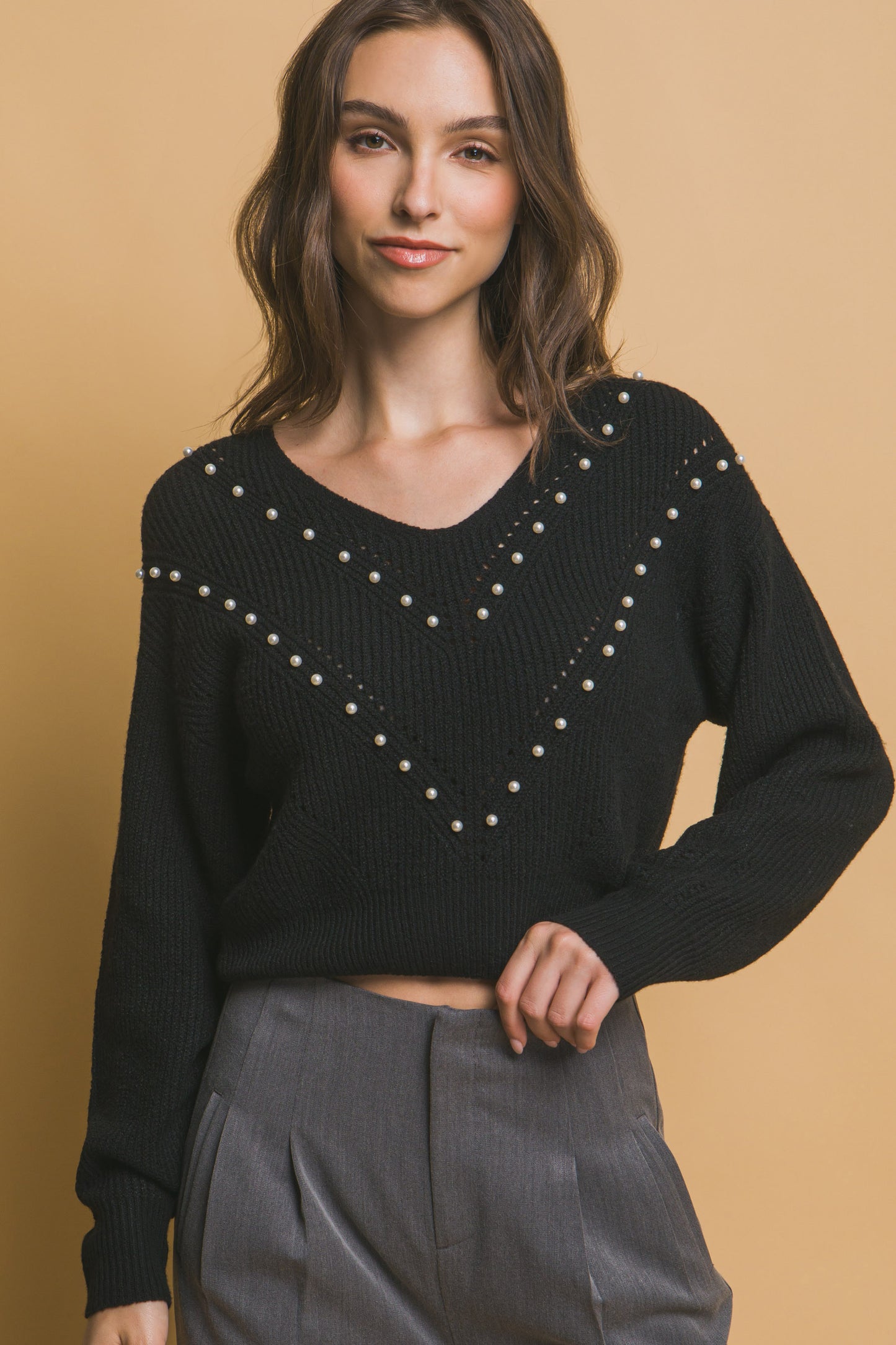 Pearl details sweater - ShopEasier