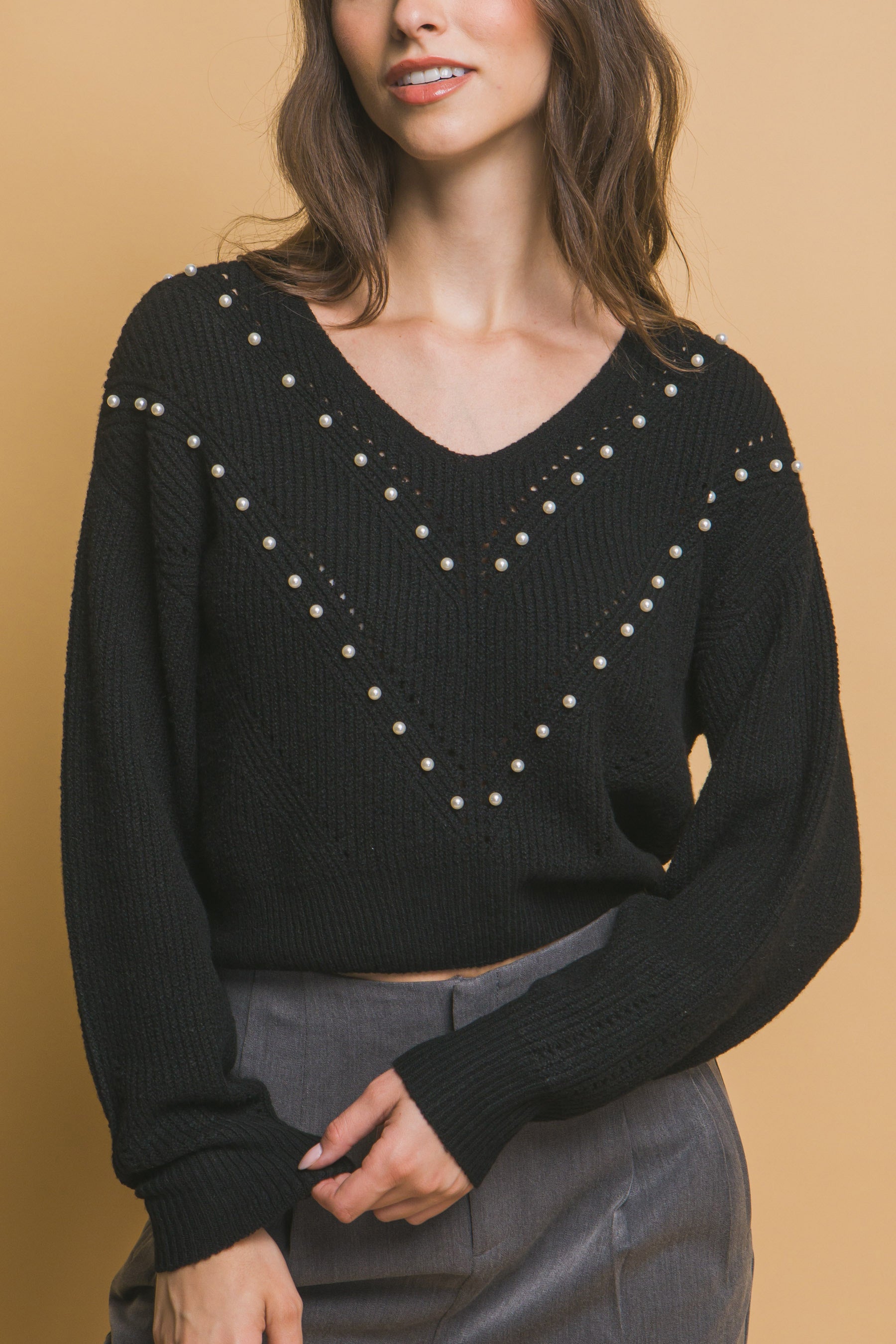 Pearl details sweater - ShopEasier