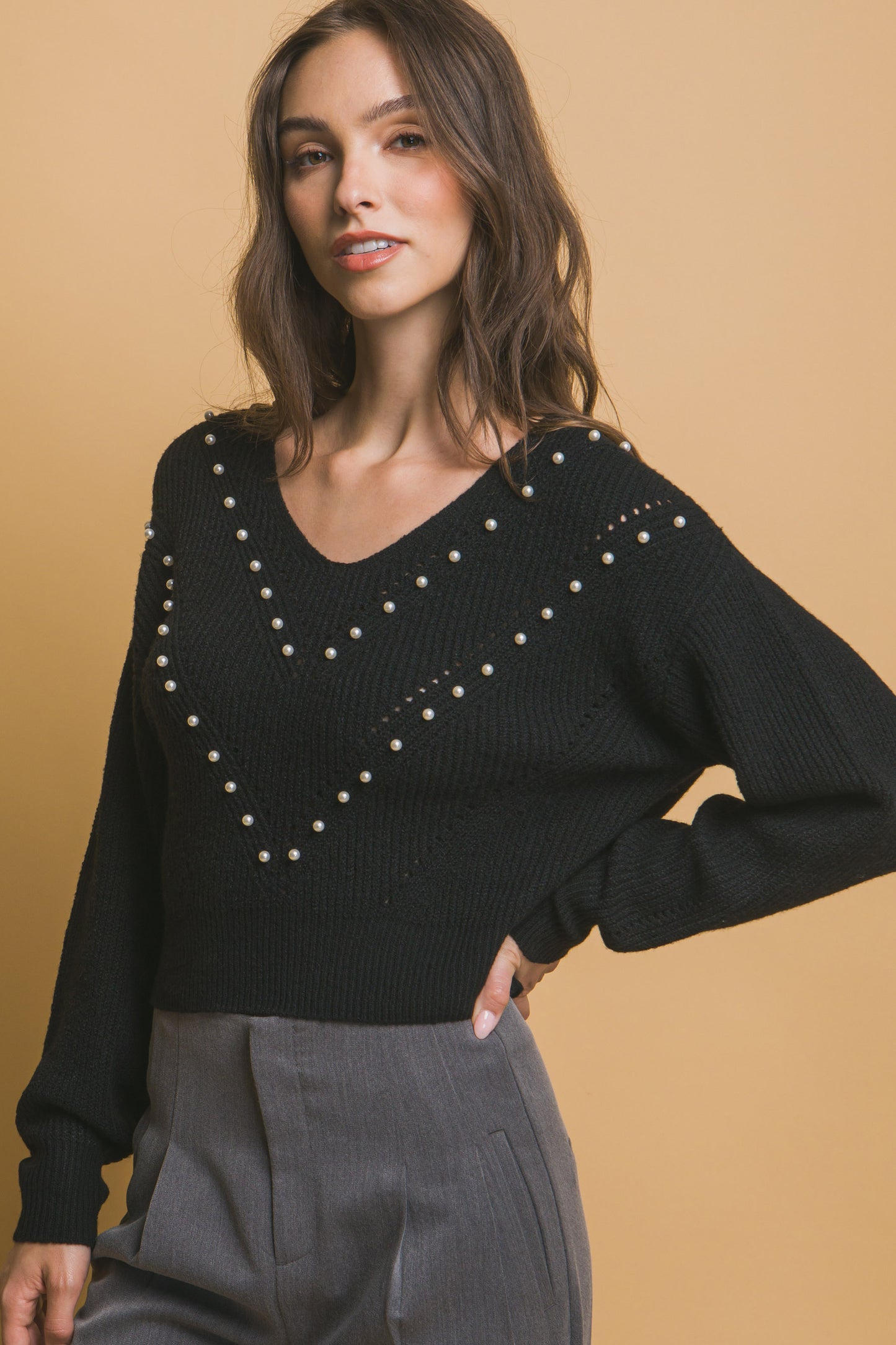 Pearl details sweater - ShopEasier