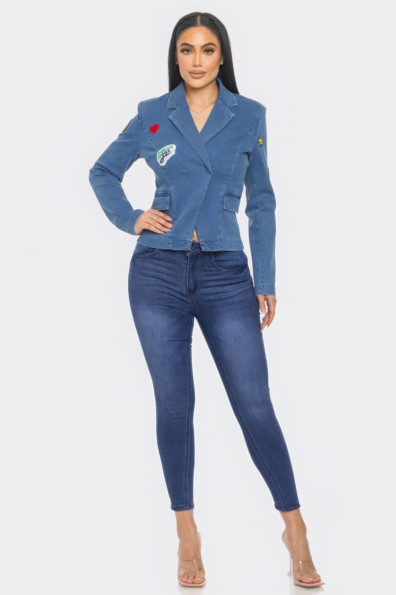 Patch It Up Denim Blazer Jacket - ShopEasier