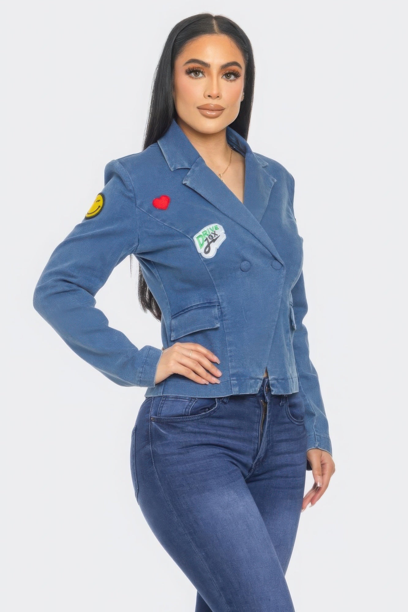 Patch It Up Denim Blazer Jacket - ShopEasier