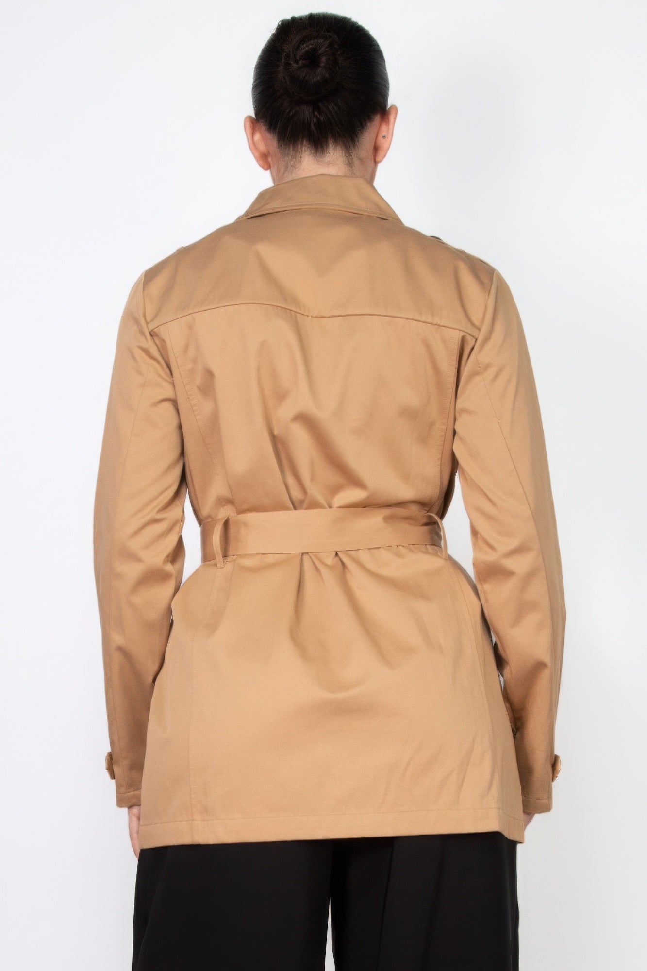 Double-breasted Notch Belted Coat - ShopEasier