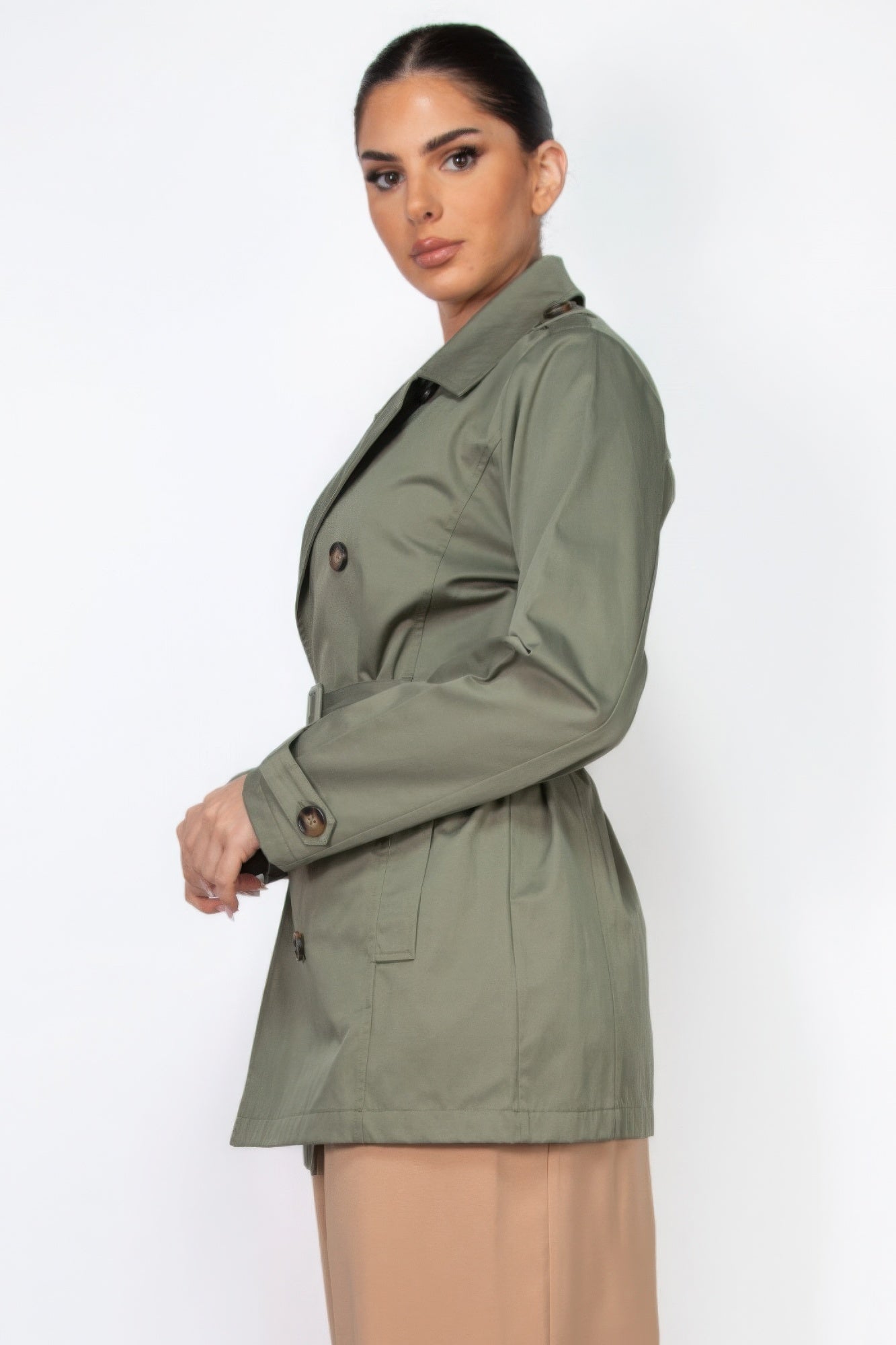 Double-breasted Notch Belted Coat - ShopEasier