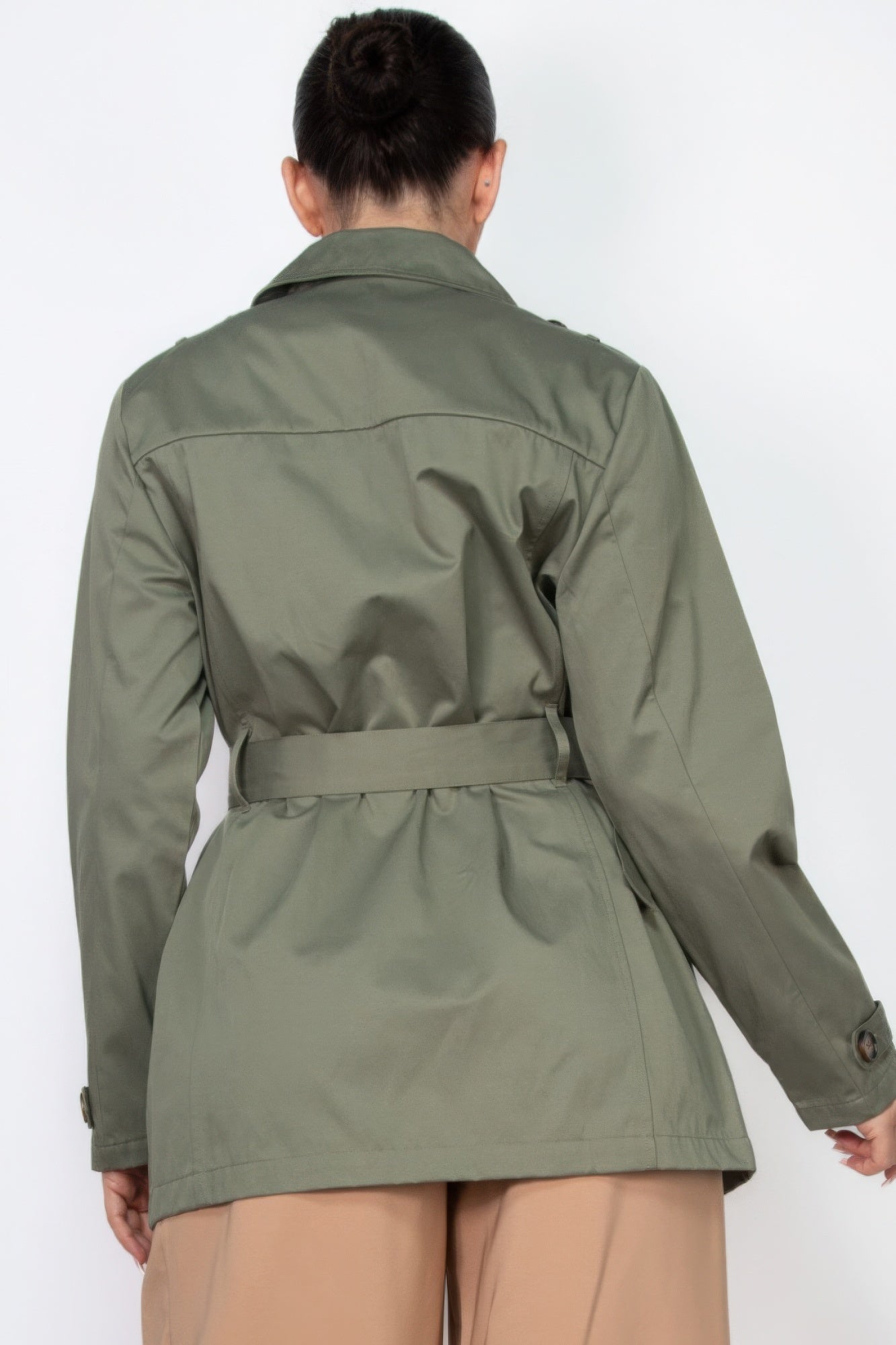 Double-breasted Notch Belted Coat - ShopEasier