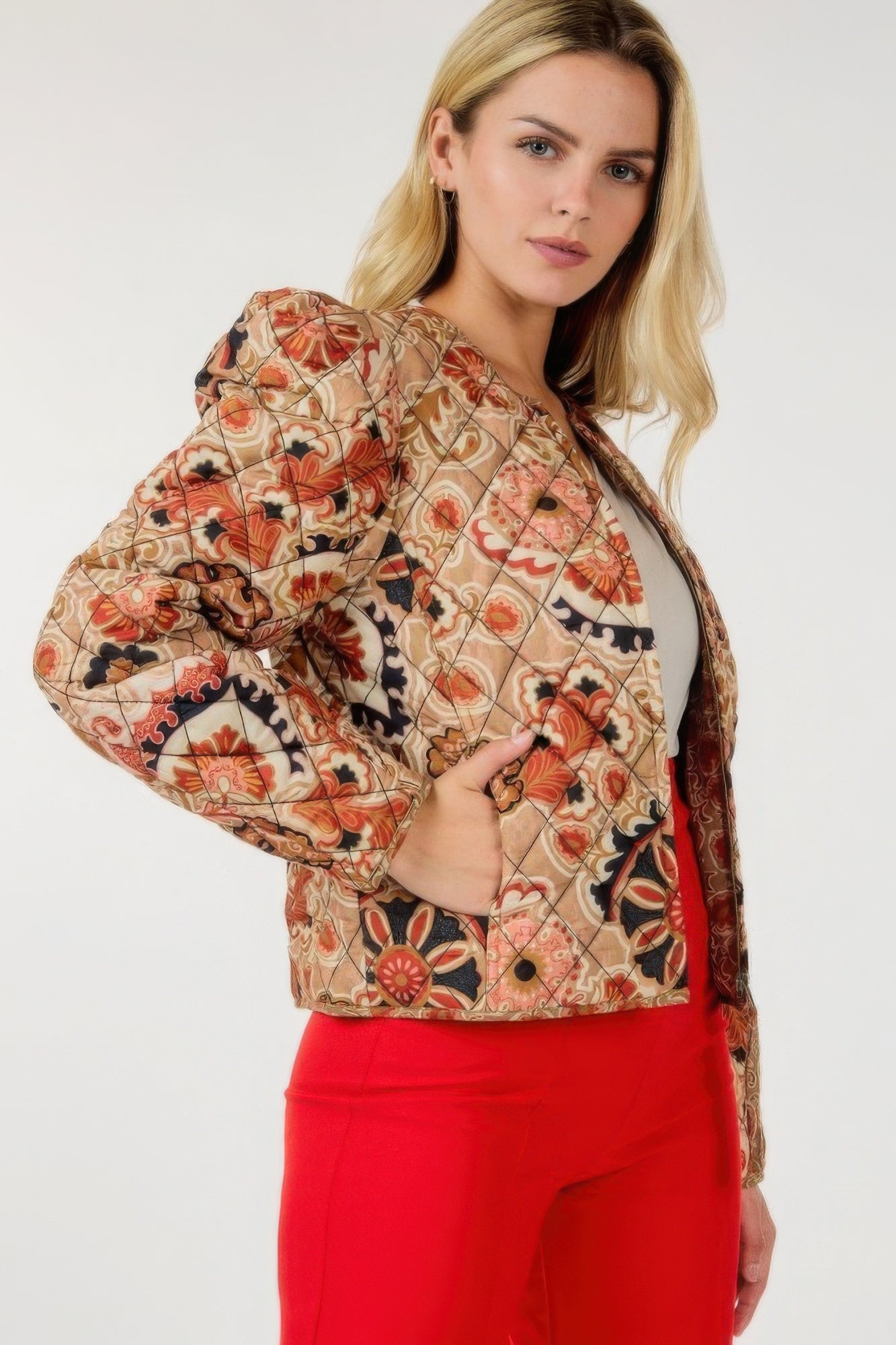 Zip Up Multi-print Jacket - ShopEasier