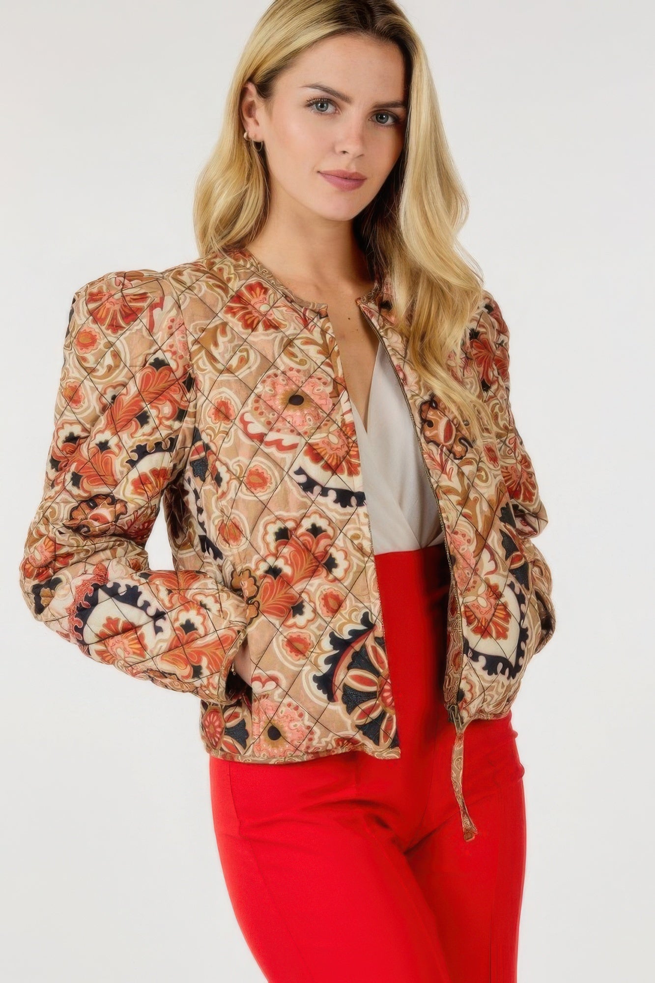 Zip Up Multi-print Jacket - ShopEasier