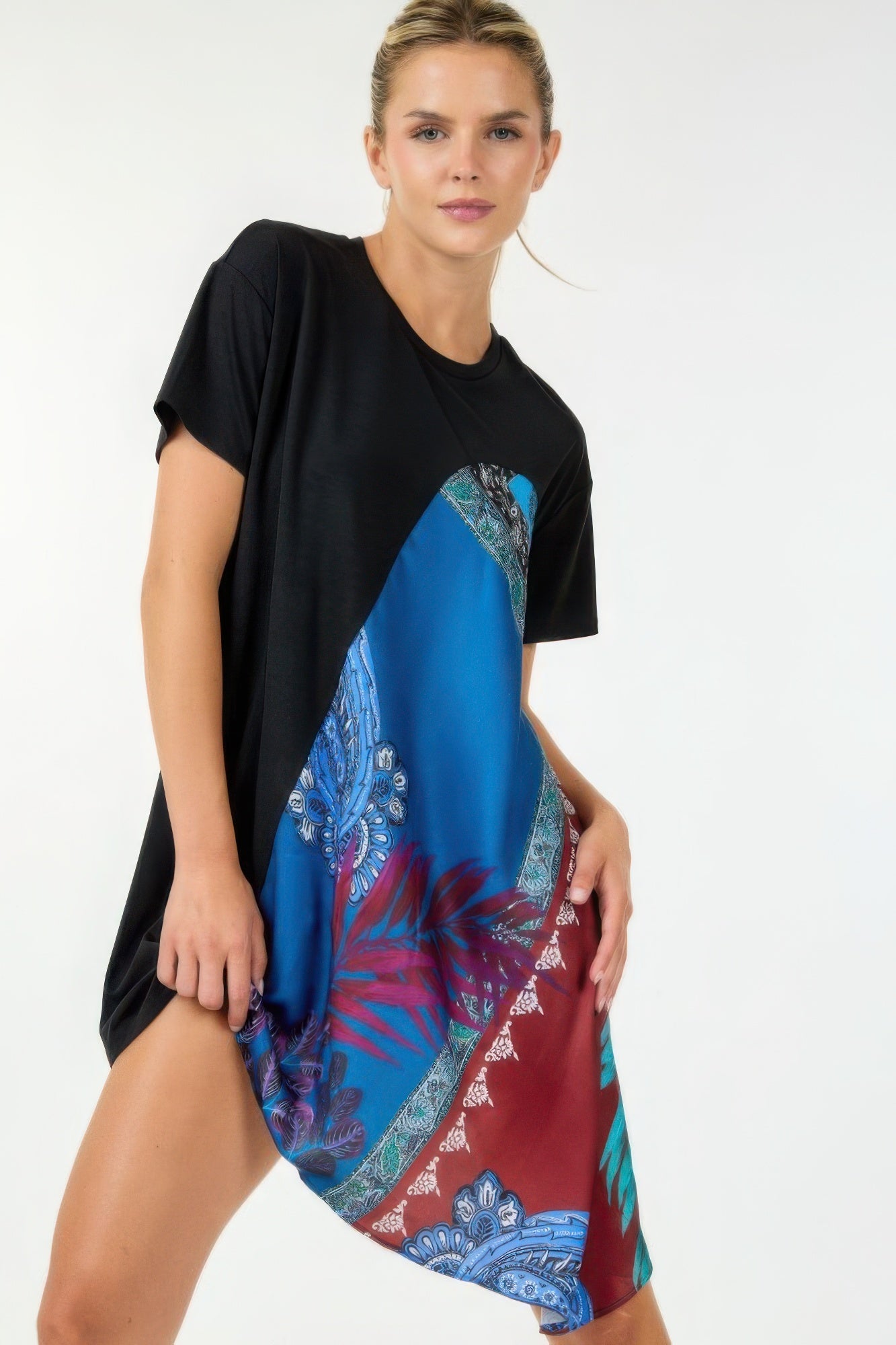 Print Handkerchief Tunic Top - ShopEasier