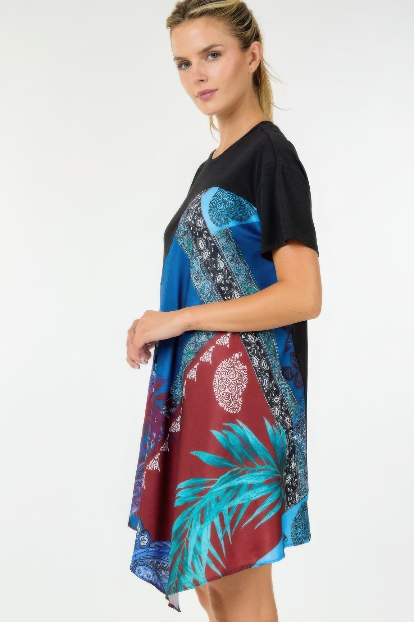 Print Handkerchief Tunic Top - ShopEasier