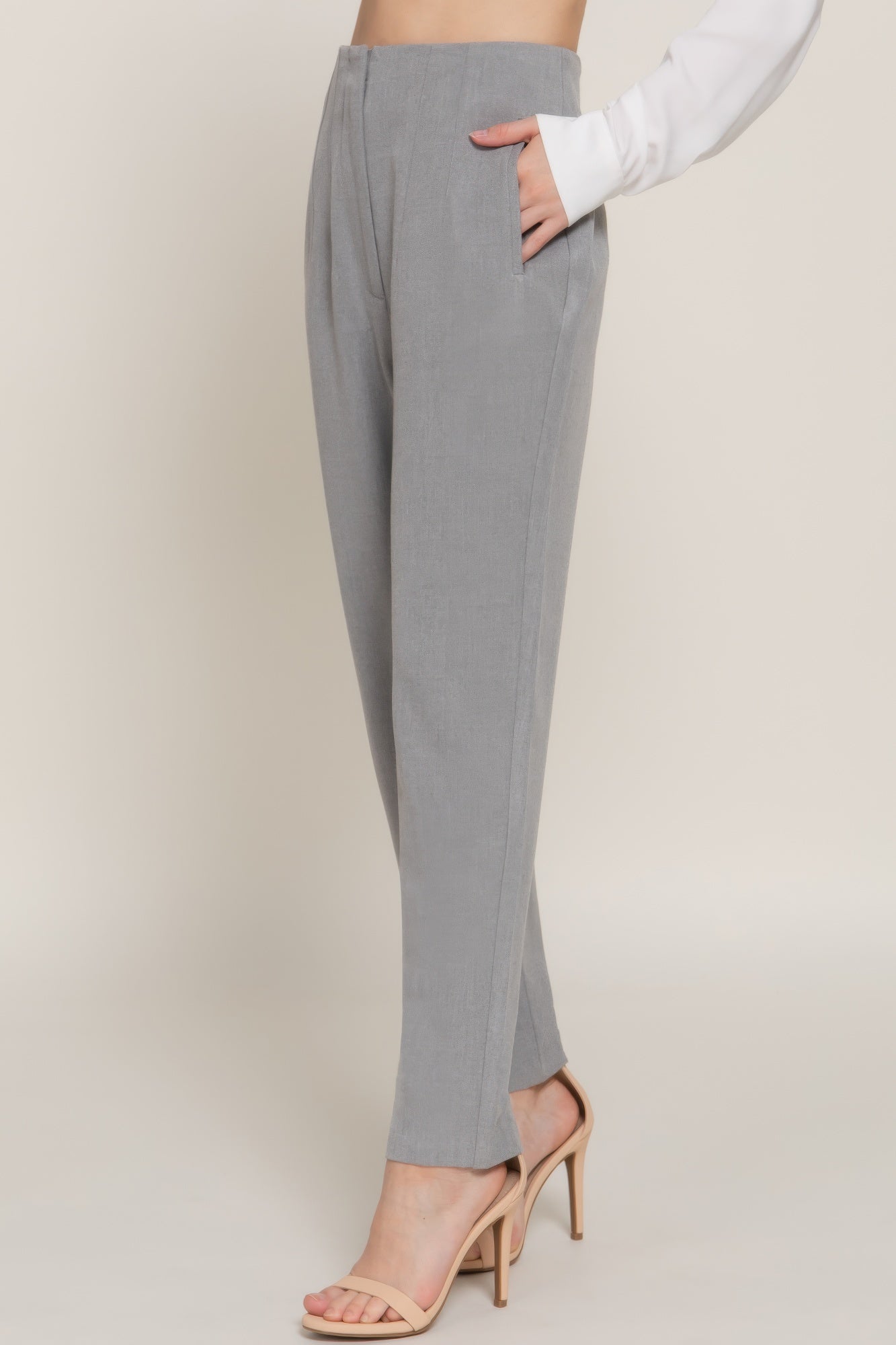 High Waist Pintuck Detail Long Pants - ShopEasier