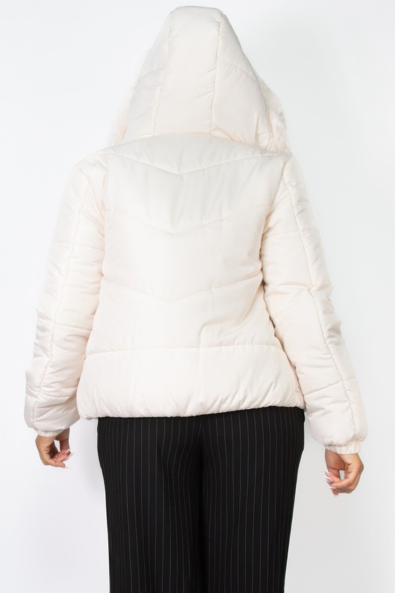 Insulated Zip-up Faux Fur Hooded Jacket - ShopEasier