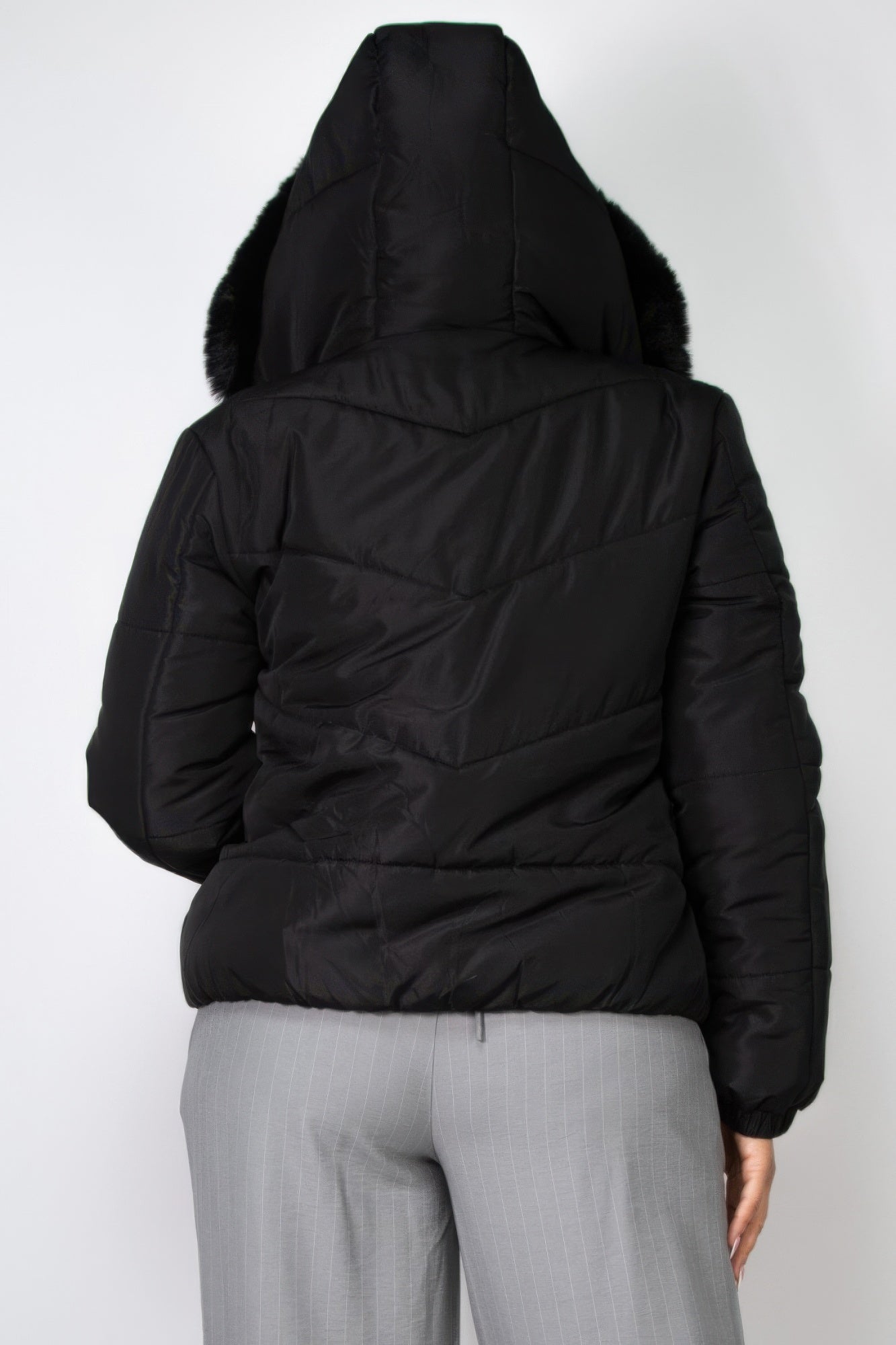 Insulated Zip-up Faux Fur Hooded Jacket - ShopEasier