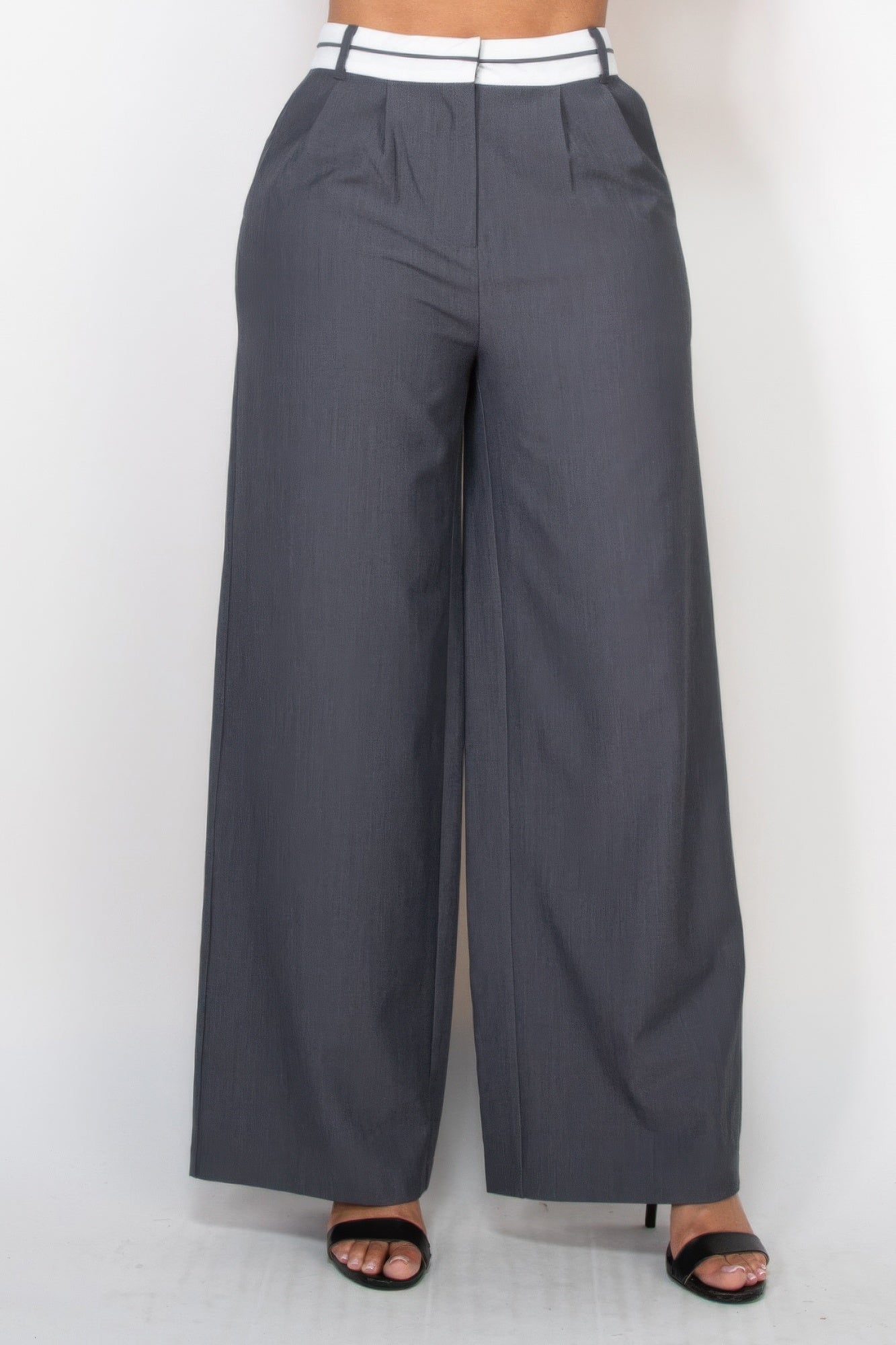 Pleated Double Waistband Pants - ShopEasier