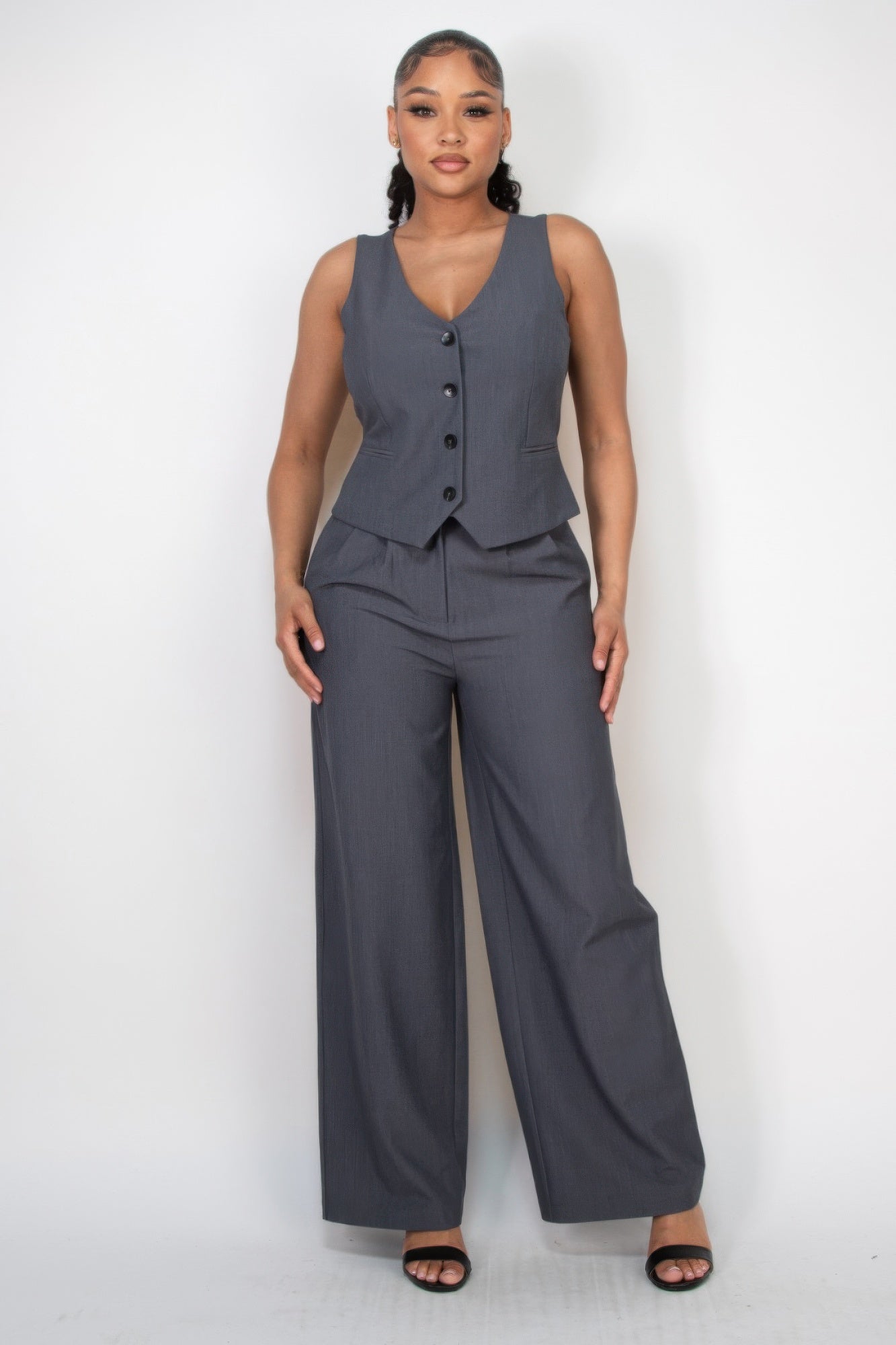 Pleated Double Waistband Pants - ShopEasier