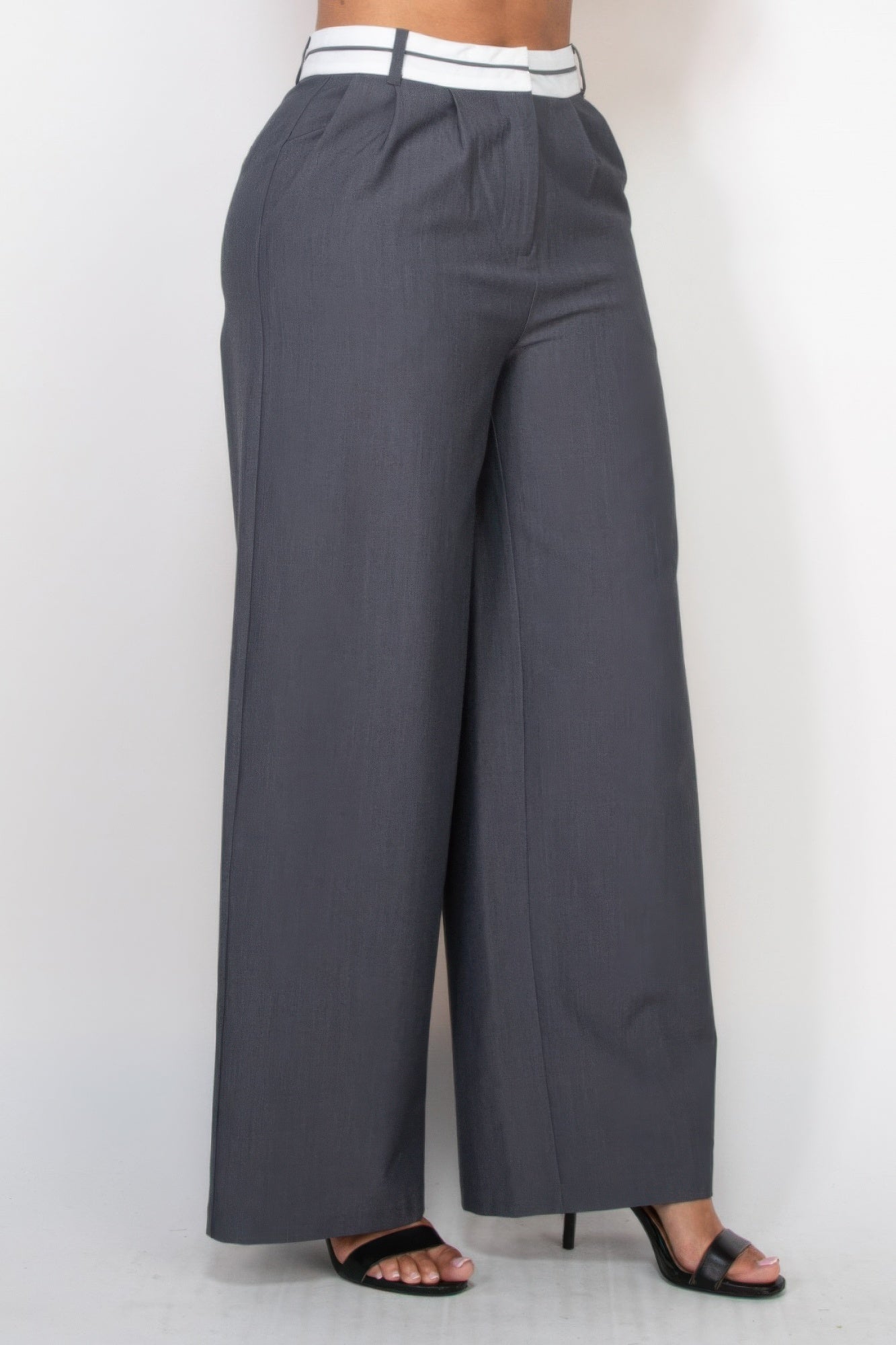 Pleated Double Waistband Pants - ShopEasier