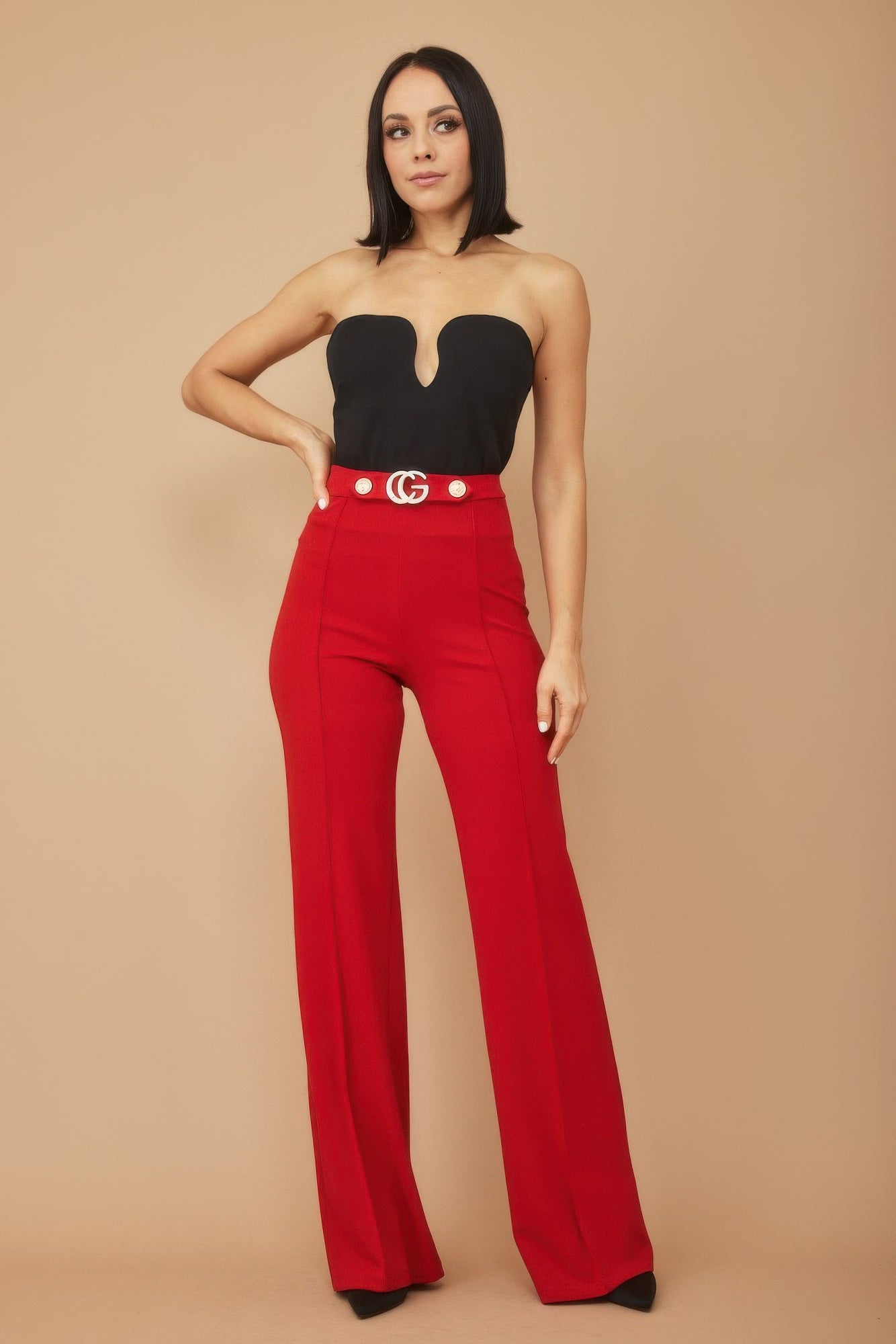 Cg Buckle And Button Detail Pants - ShopEasier