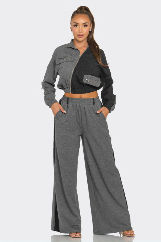 Color Block Pants Set - ShopEasier