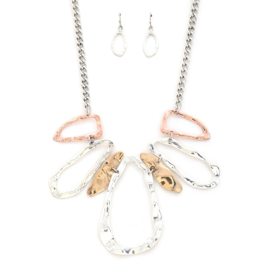 Fashion Open Oval Shape Design Chain Necklace And Earring Set - ShopEasier