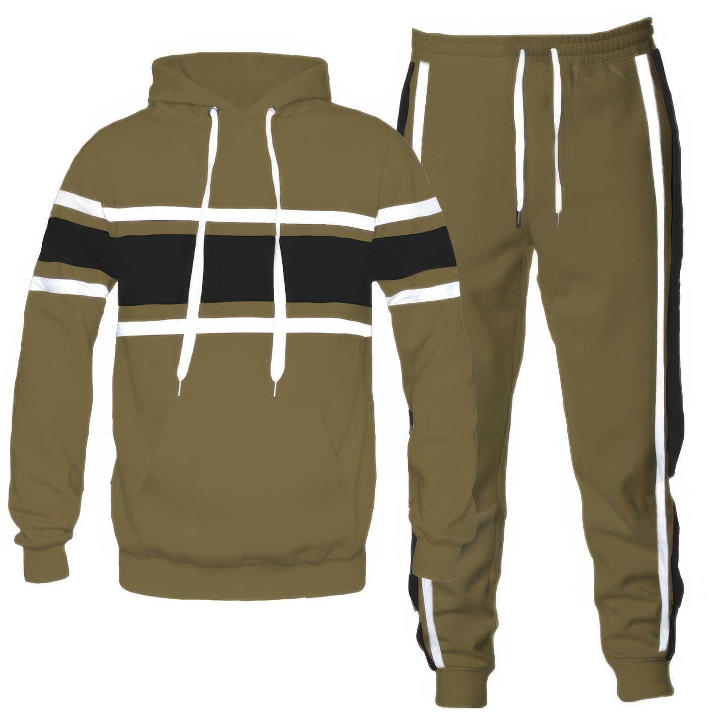 Three Stripe Solid Pullover Hoodie Set