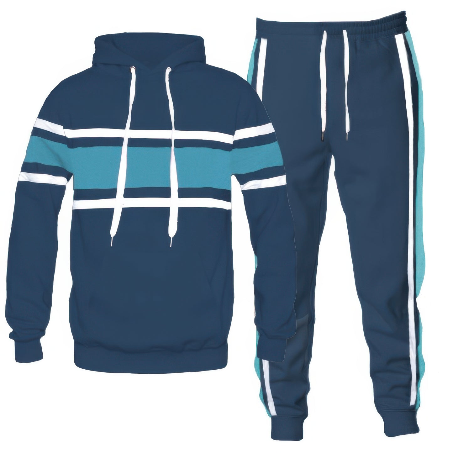 Three Stripe Solid Pullover Hoodie Set