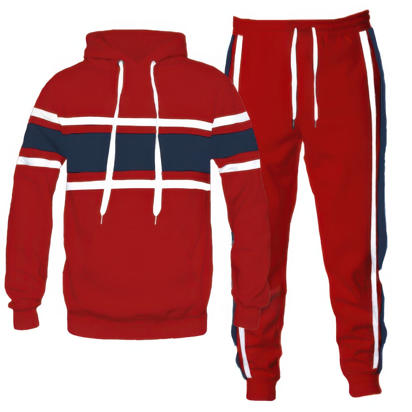 Three Stripe Solid Pullover Hoodie Set