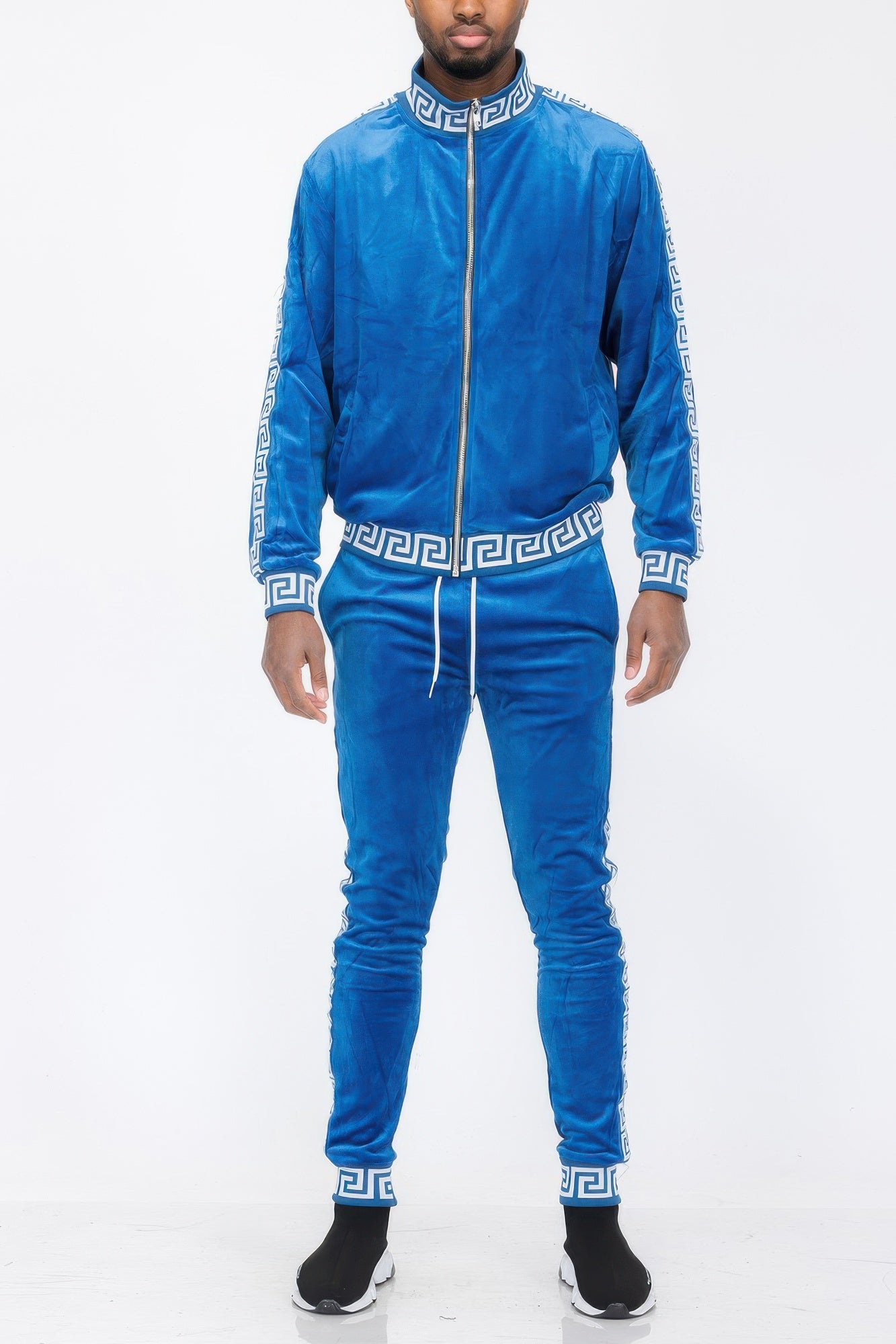 Luxurious Velour Track Jacket Set for Men