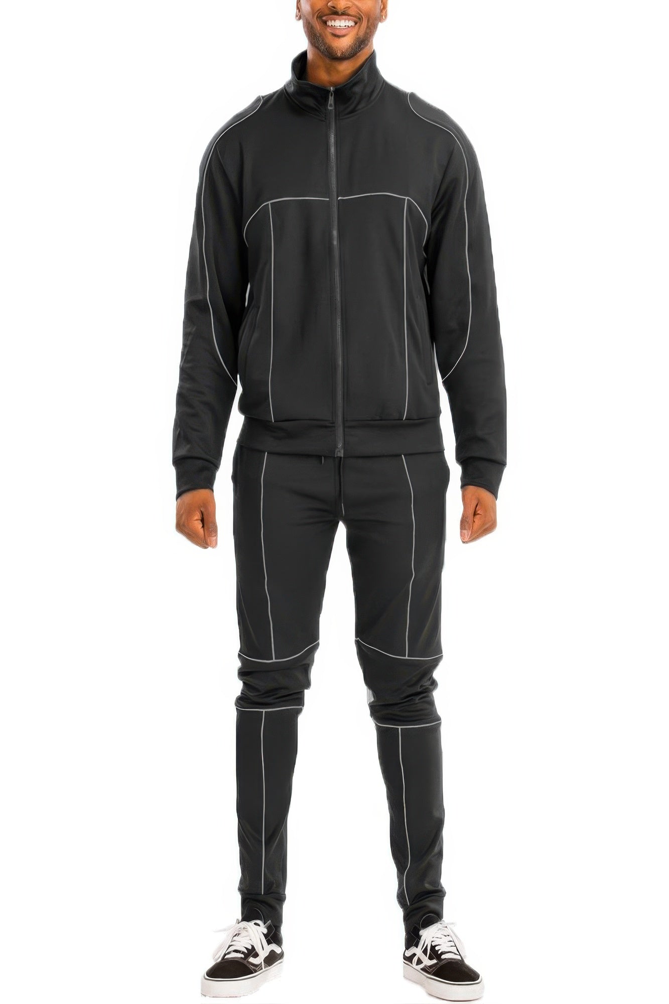 Active Reflective Piping Sportswear Set