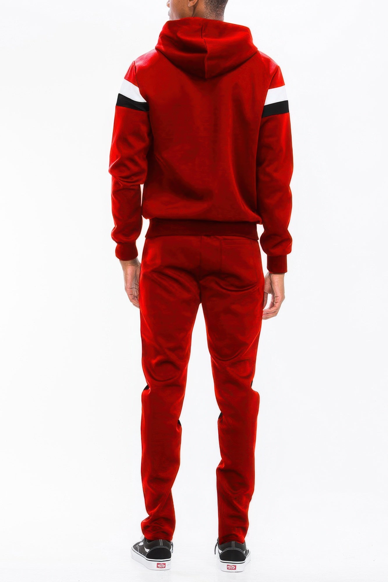 Sporty Chevron Stripe Zip-Up Tracksuit