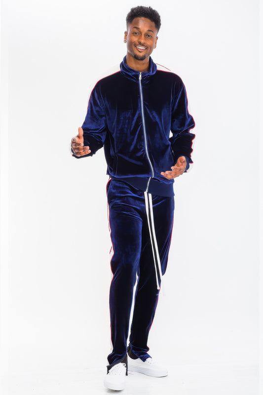 Men's Luxe Velour Track Suit with Jacket and Pants