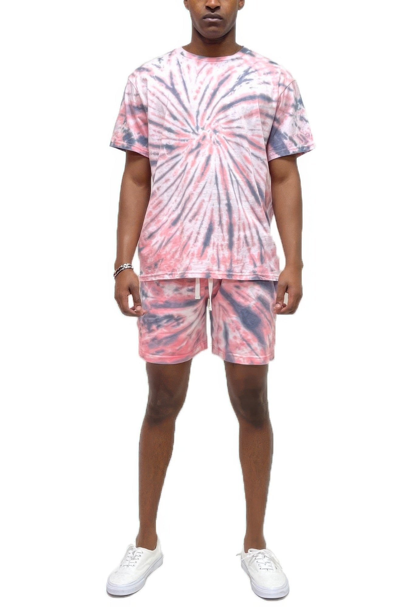 Vibrant Tie-Dye Shirt and Shorts Ensemble