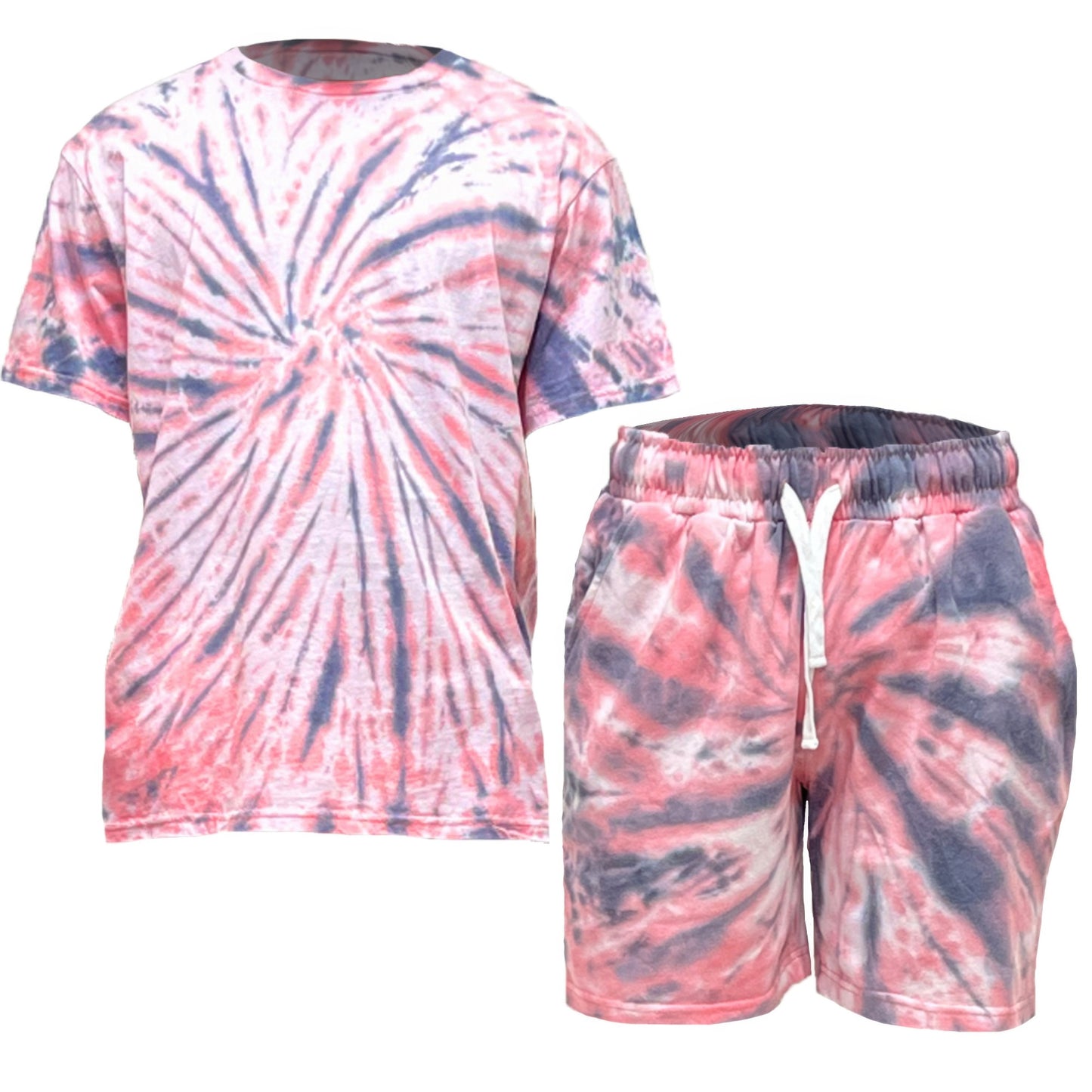 Vibrant Tie-Dye Shirt and Shorts Ensemble