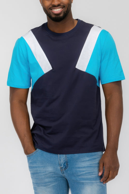 Mens Color Block Short Sleeve Tshirt